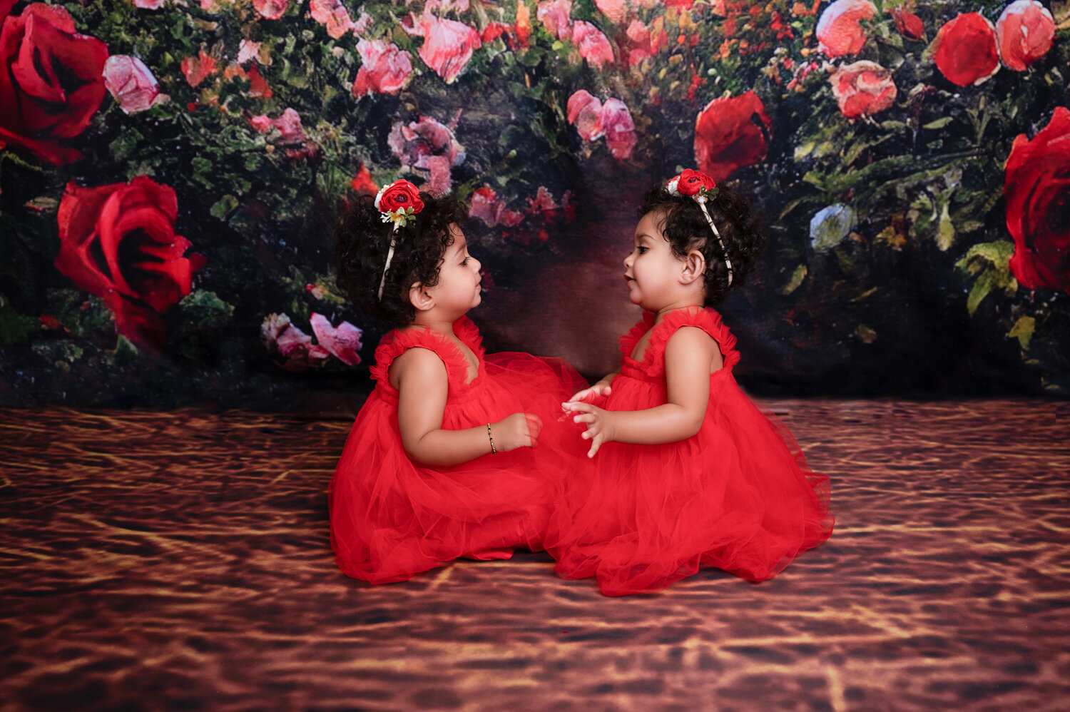 North_Brunswick_NJ_First_Birthday_Twins_Roses