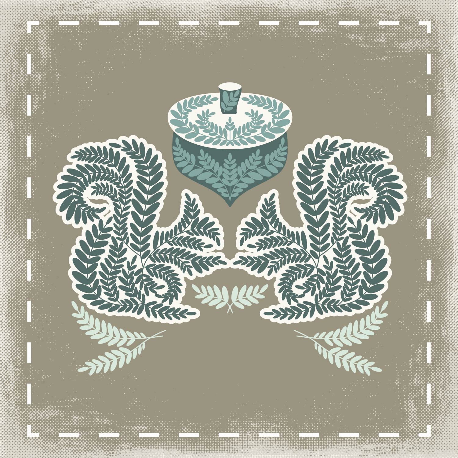 Squirrel and nut illustration