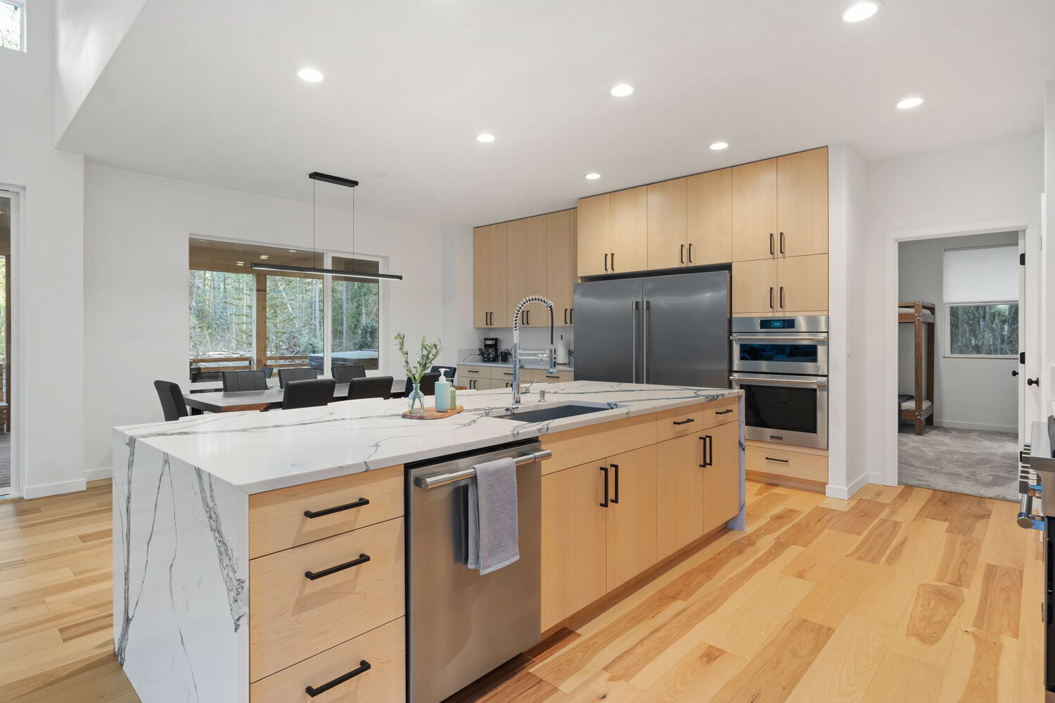 Kitchen island in the cabin
