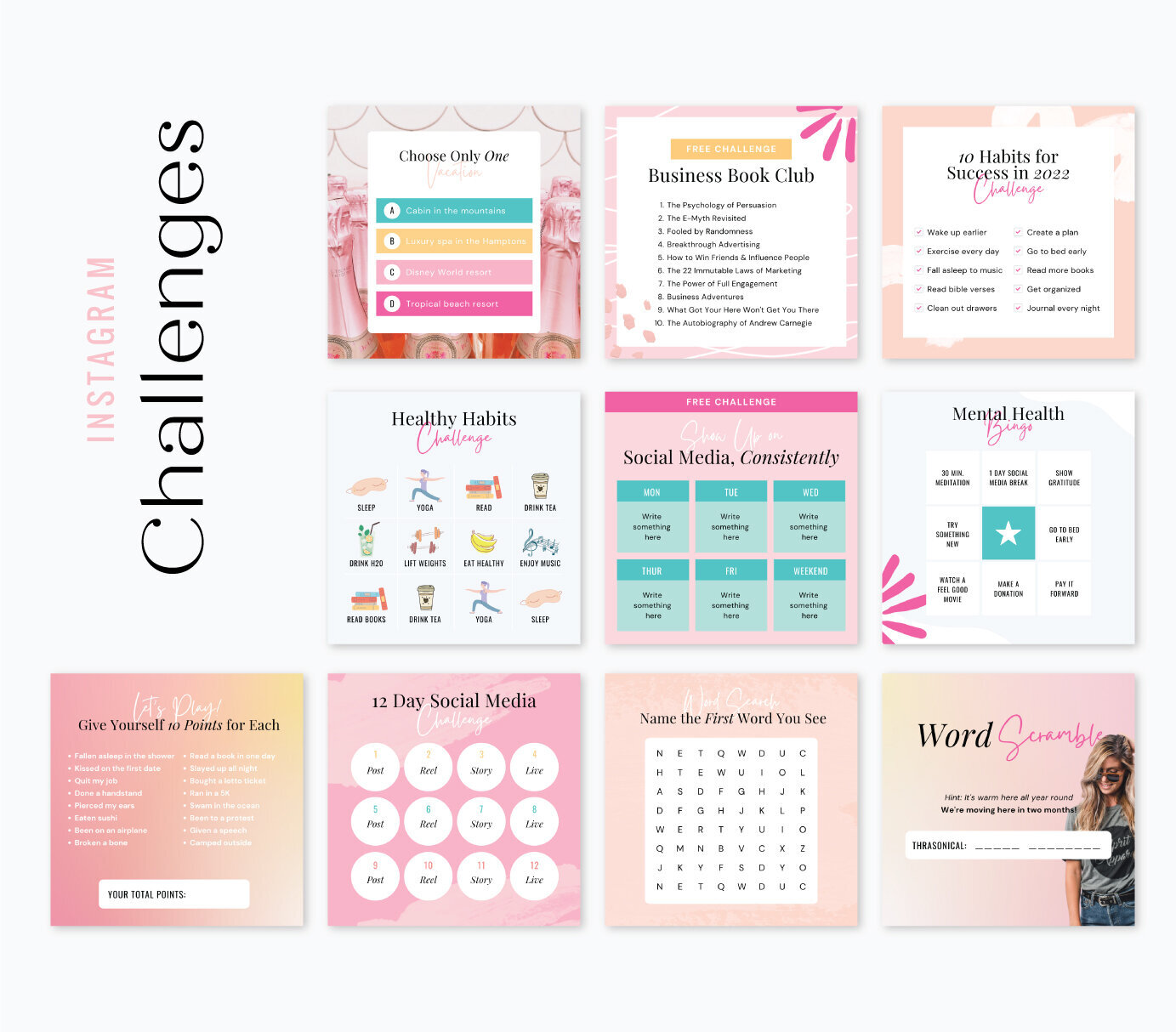 GIF Animation Engagement Pack . Instagram Templates Canva . 