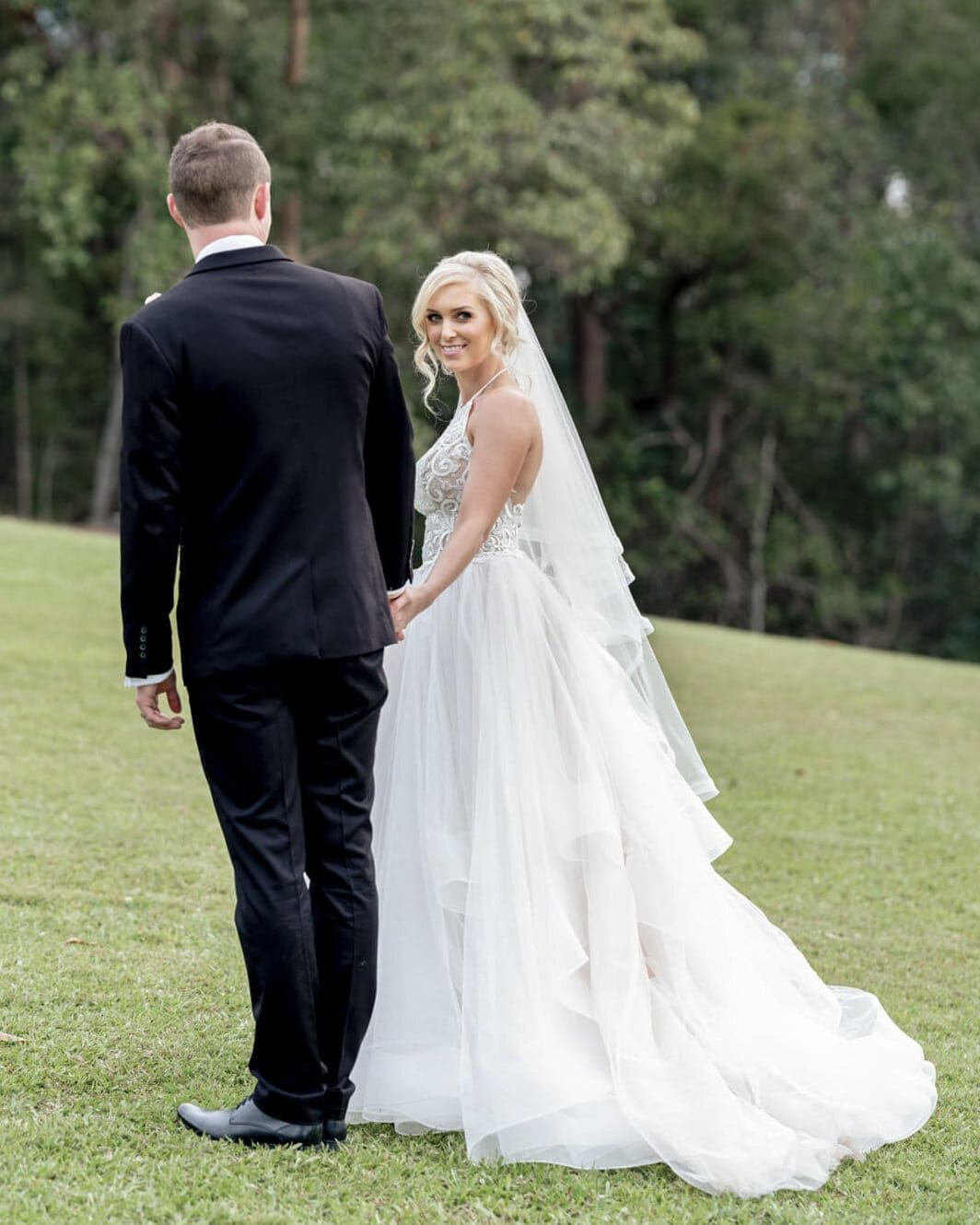 Bride and groom on their wedding day at Austinvilla Estate