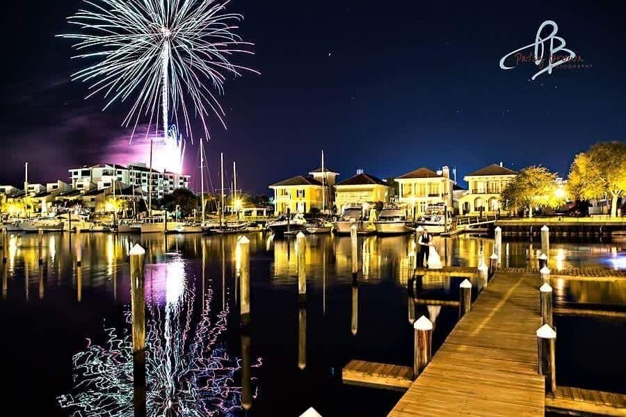 Venue in Pensacola wedding fireworks at Venue Palafox Wharf Waterfront Wedding Venue