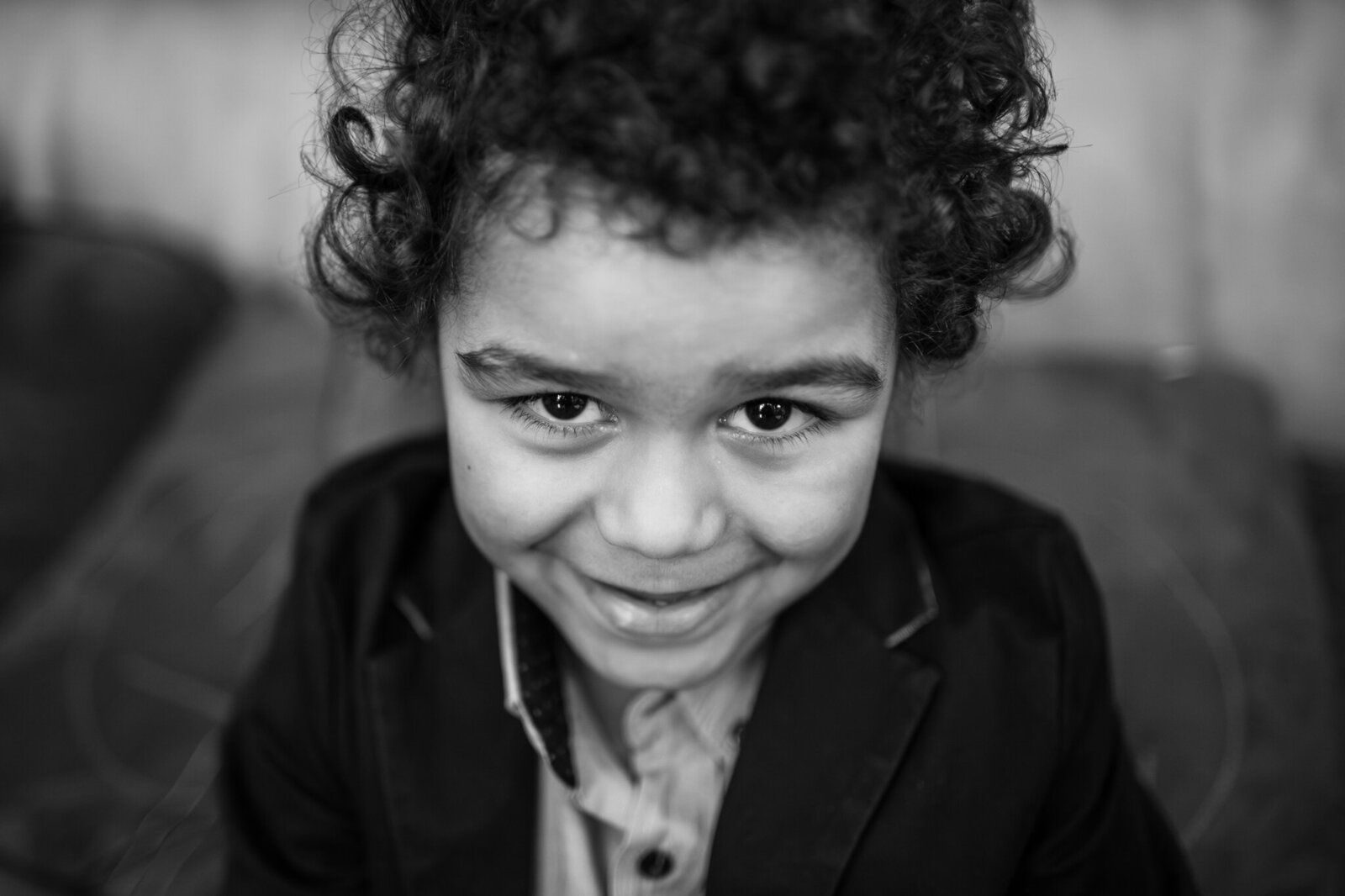A close shot of a little boy