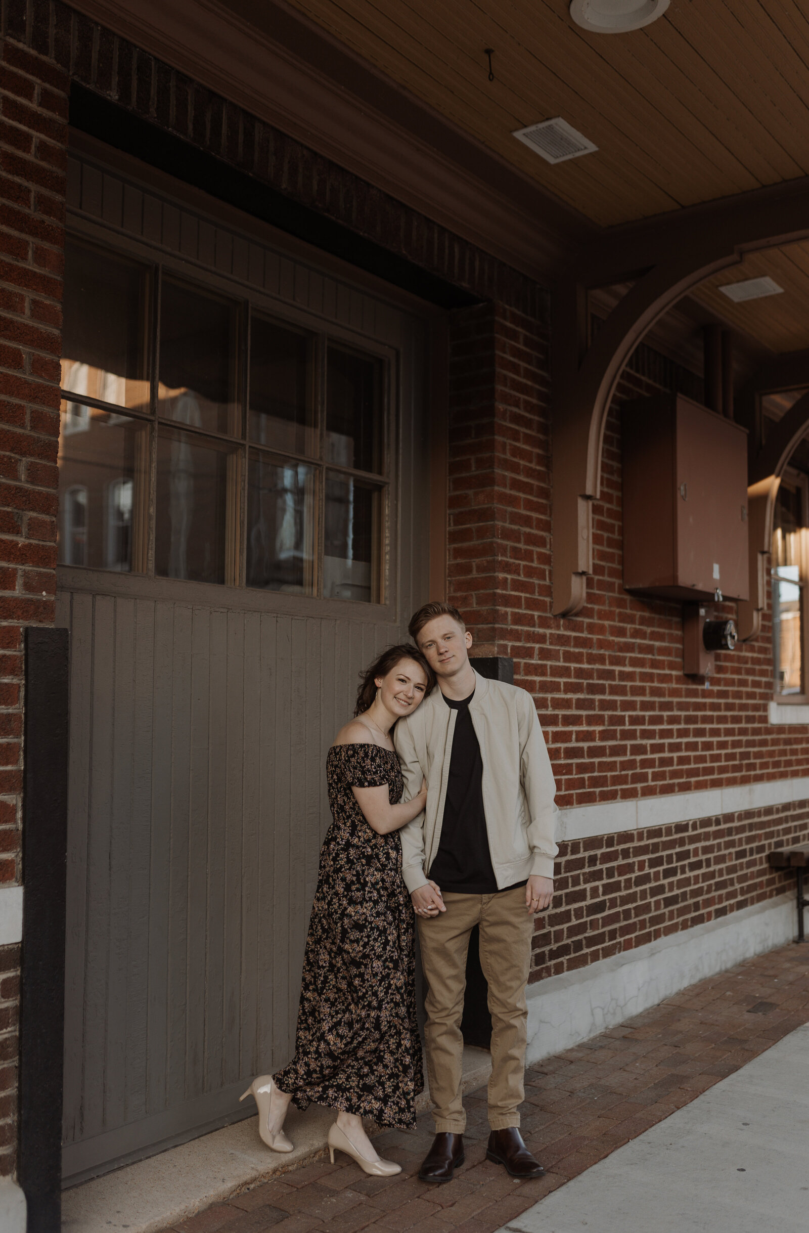 Engagement Session in downtown Washington, MO In front of the train station