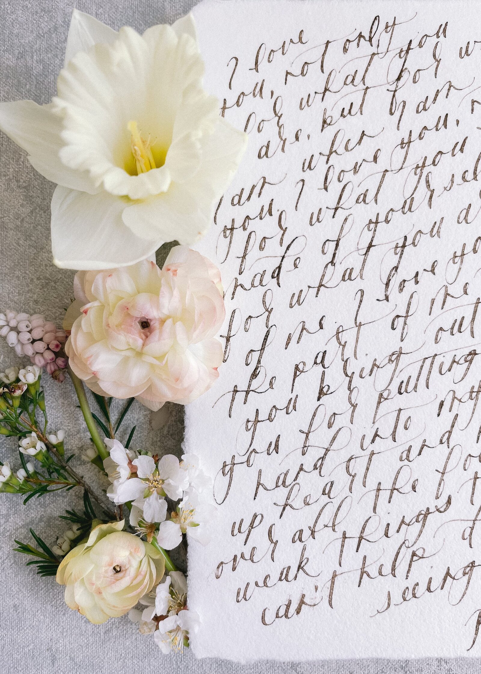 Handwritten Love Letter Calligraphy on Handmade Paper  | Birdsong Bespoke