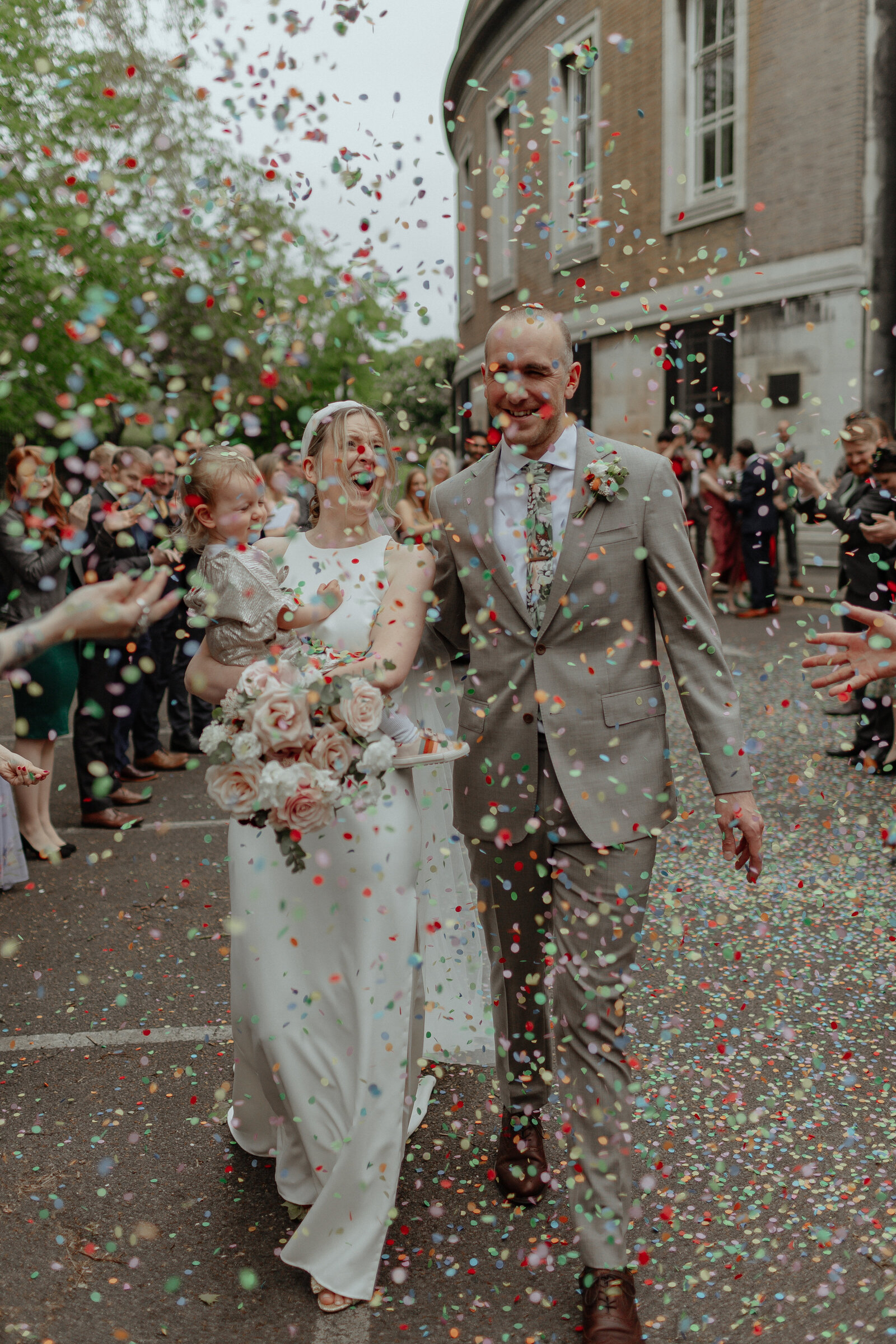 hackney wedding with confetti