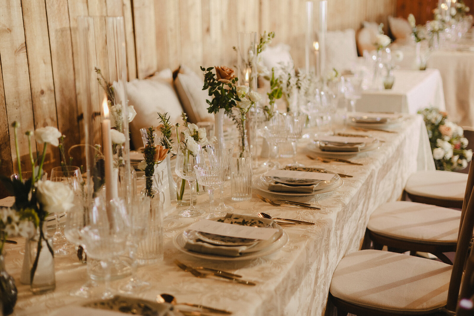 The fort restaurant wedding table setting by heather van halen