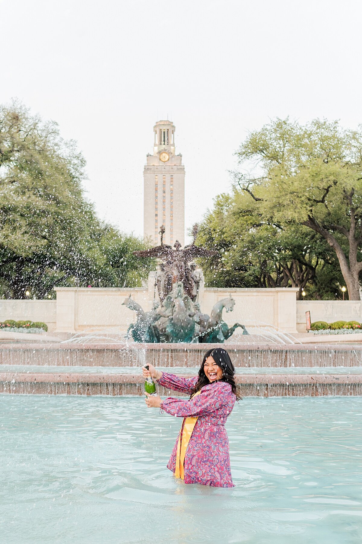 Champagne pop at little field fountain