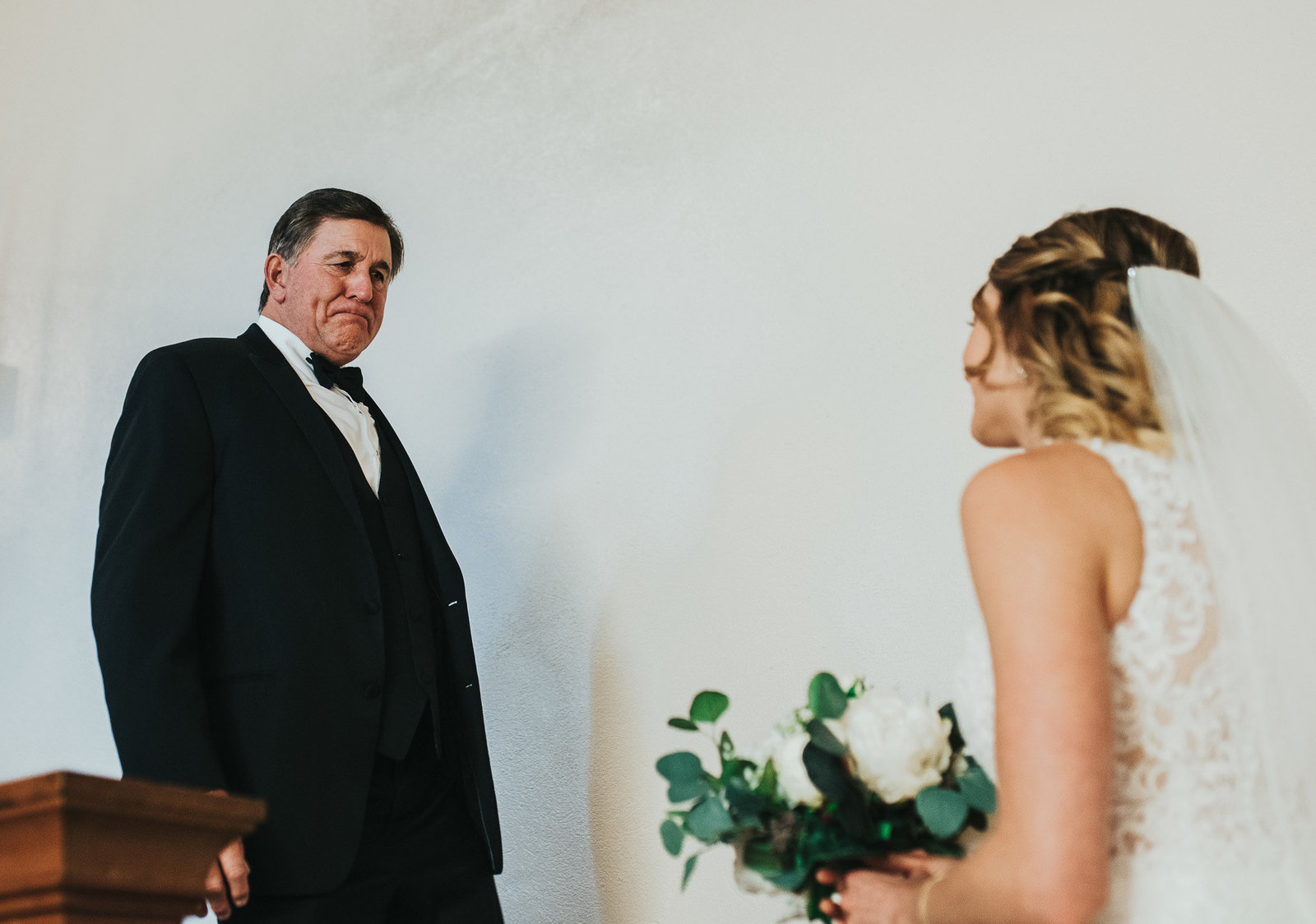 Photo of Dad seeing his girl get married. Touching candid photo in Denver Colorado.