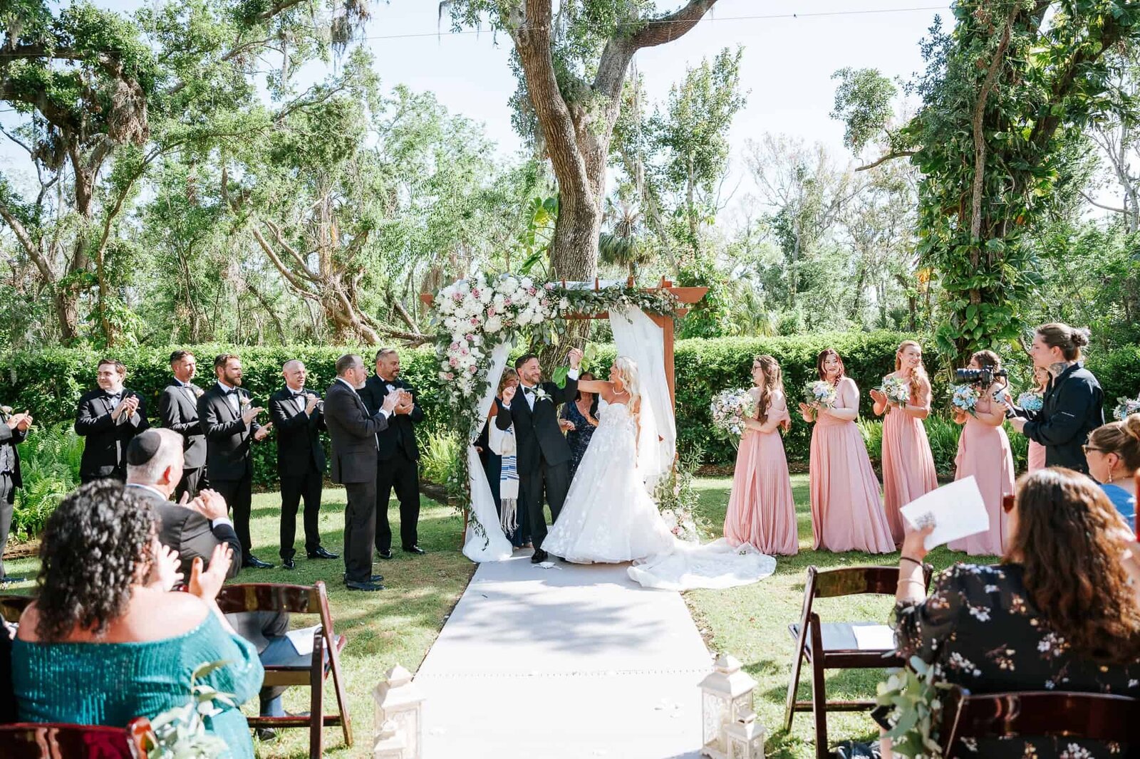 Bakers Ranch Jewish Wedding Ceremony - Bride and Groom celebrating - Tampa Wedding