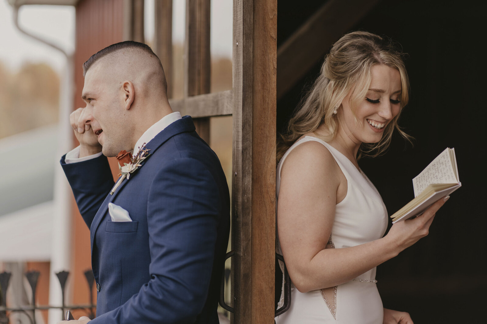 Bride with sparkly shoes and groom with brown shoes