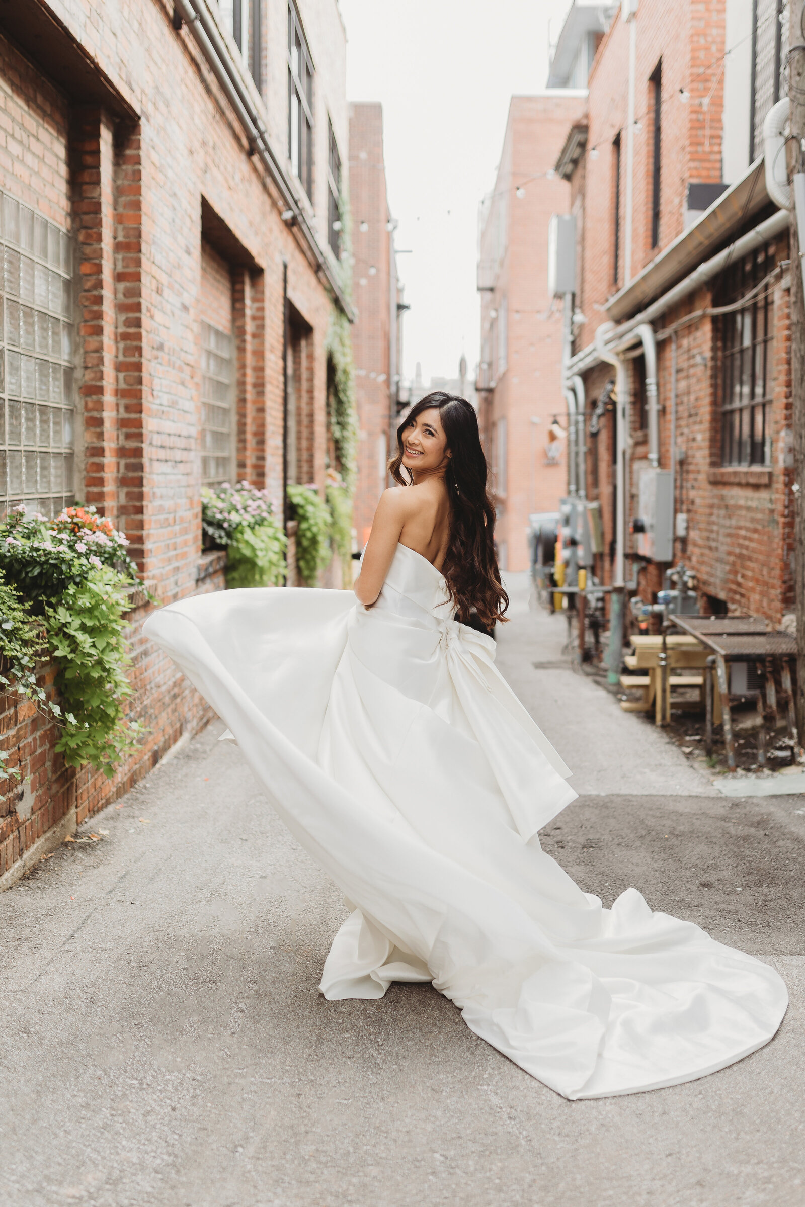 Bride in alley at Outreach