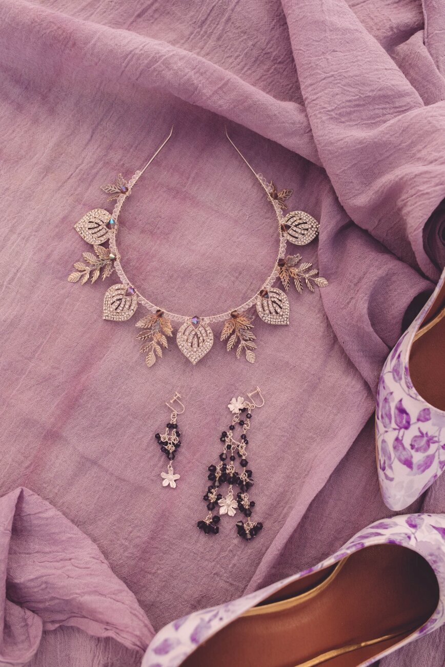 jewellery and shoes flatlay