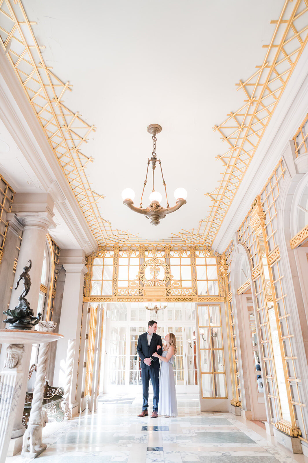 Bridal-inspired engagement dress at historic DC venue Larz Anderson House