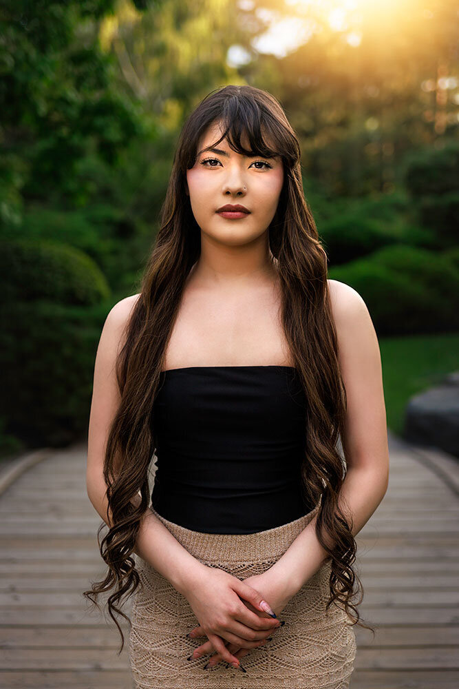 stunning-high-school-senior-portrait-denver-botanic-gardens-hispanic-asian-garden