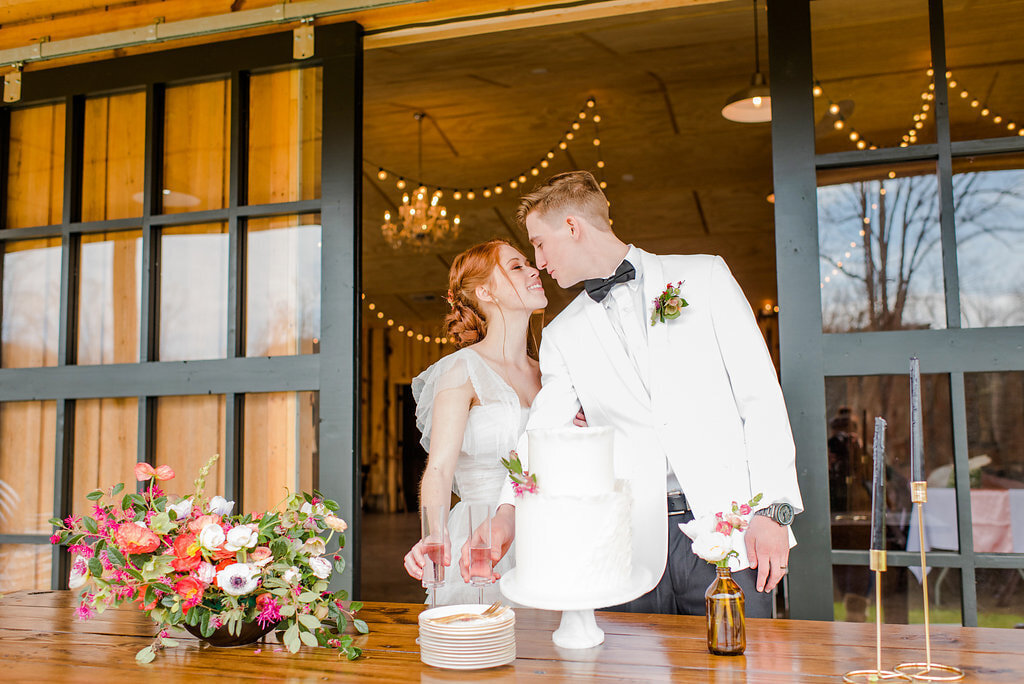 Bride and Groom at Modern Barn Wedding Venue