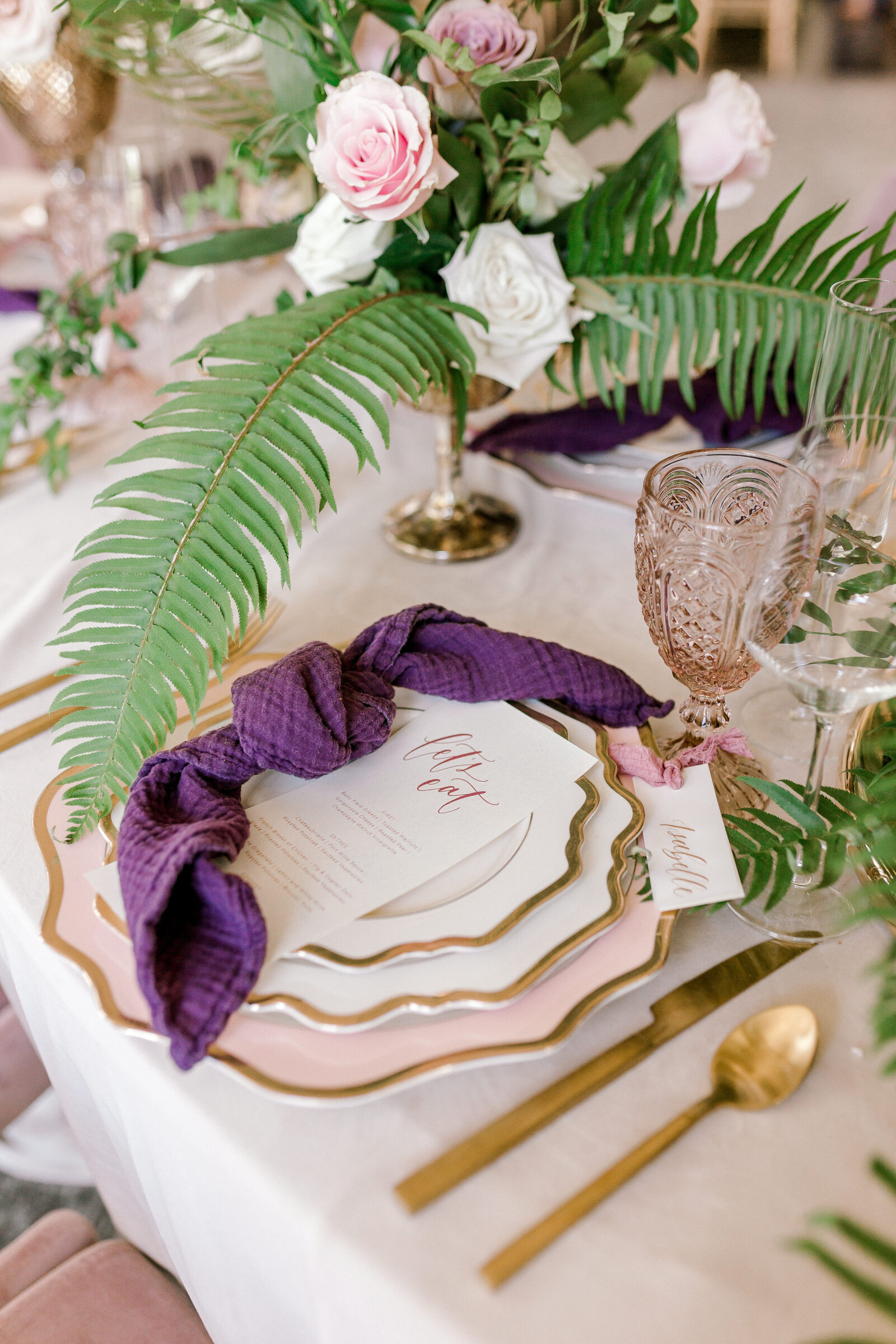 nature inspired reception table  at Park Chateau