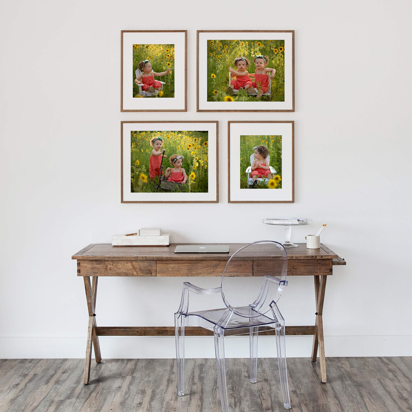 East-Brunswick-NJ-Photographer 24x20 with matted 20x16 prints and 16x20 with matted 11x14 prints above study desk