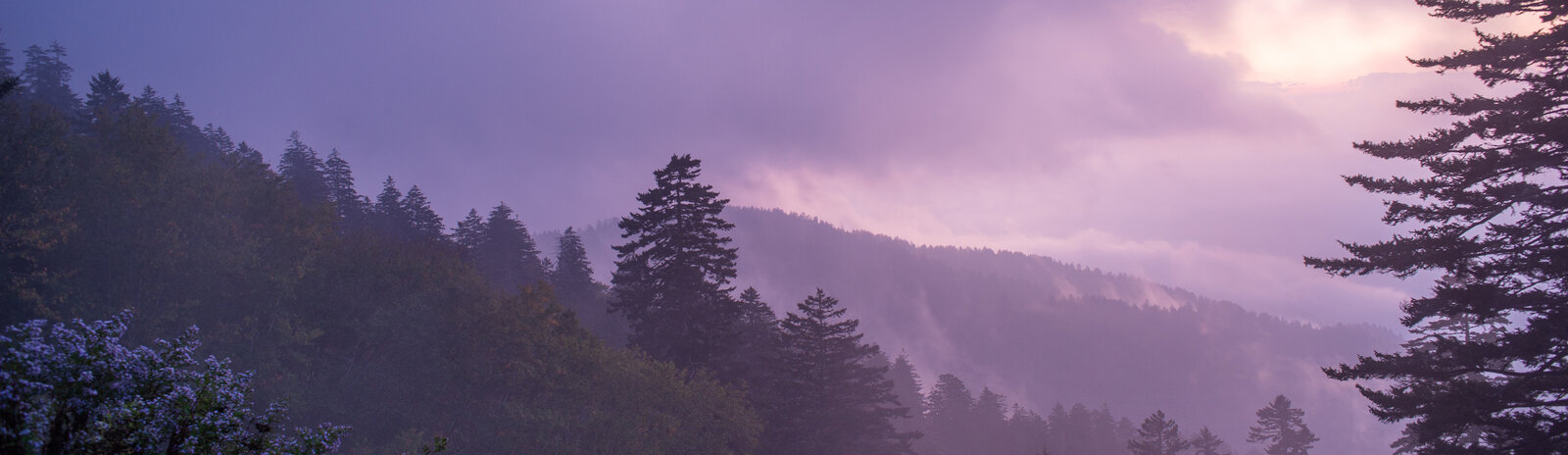 the sun rises over the great smoky mountains in east tennessee