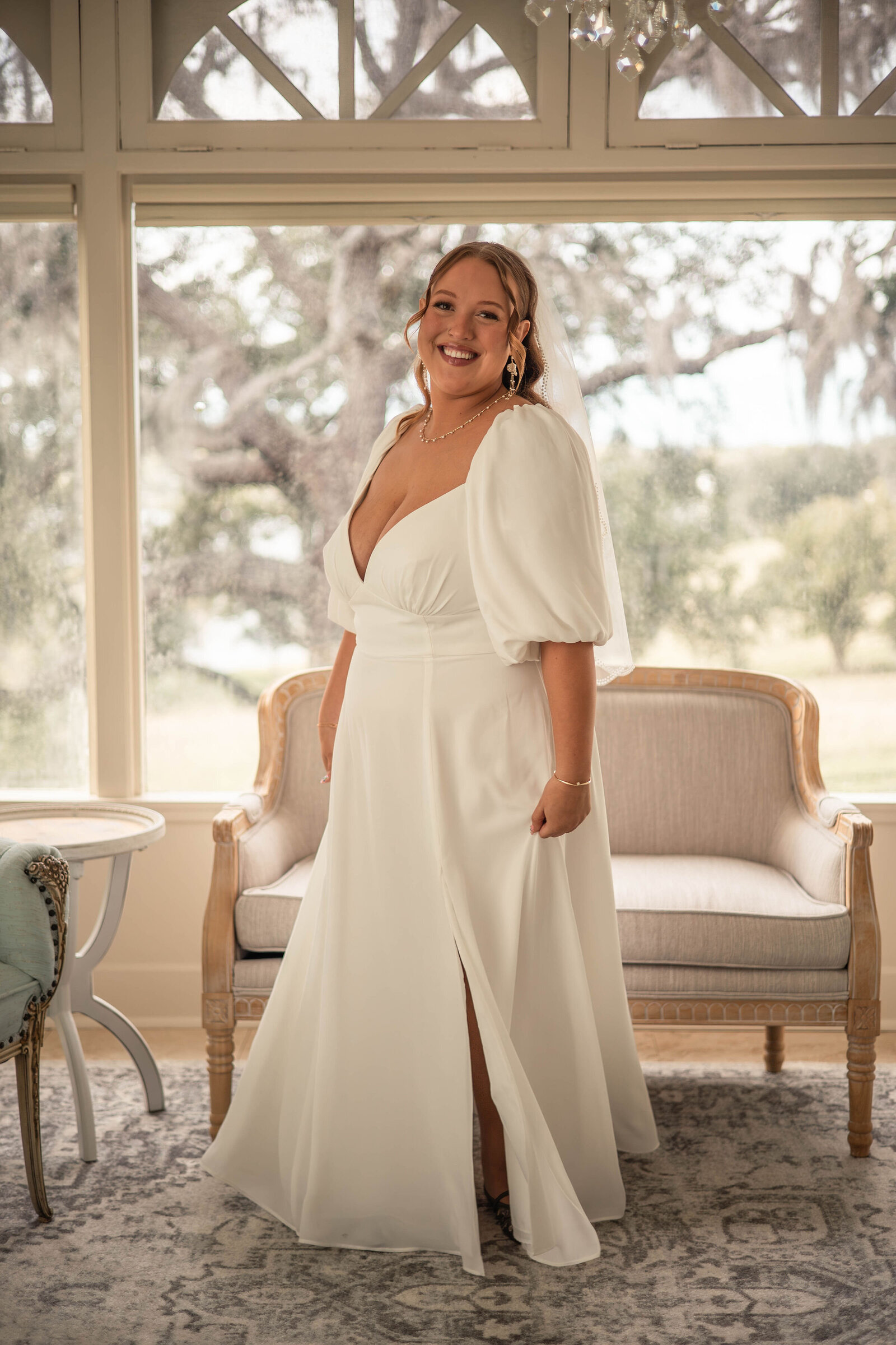bride in getting ready suite
