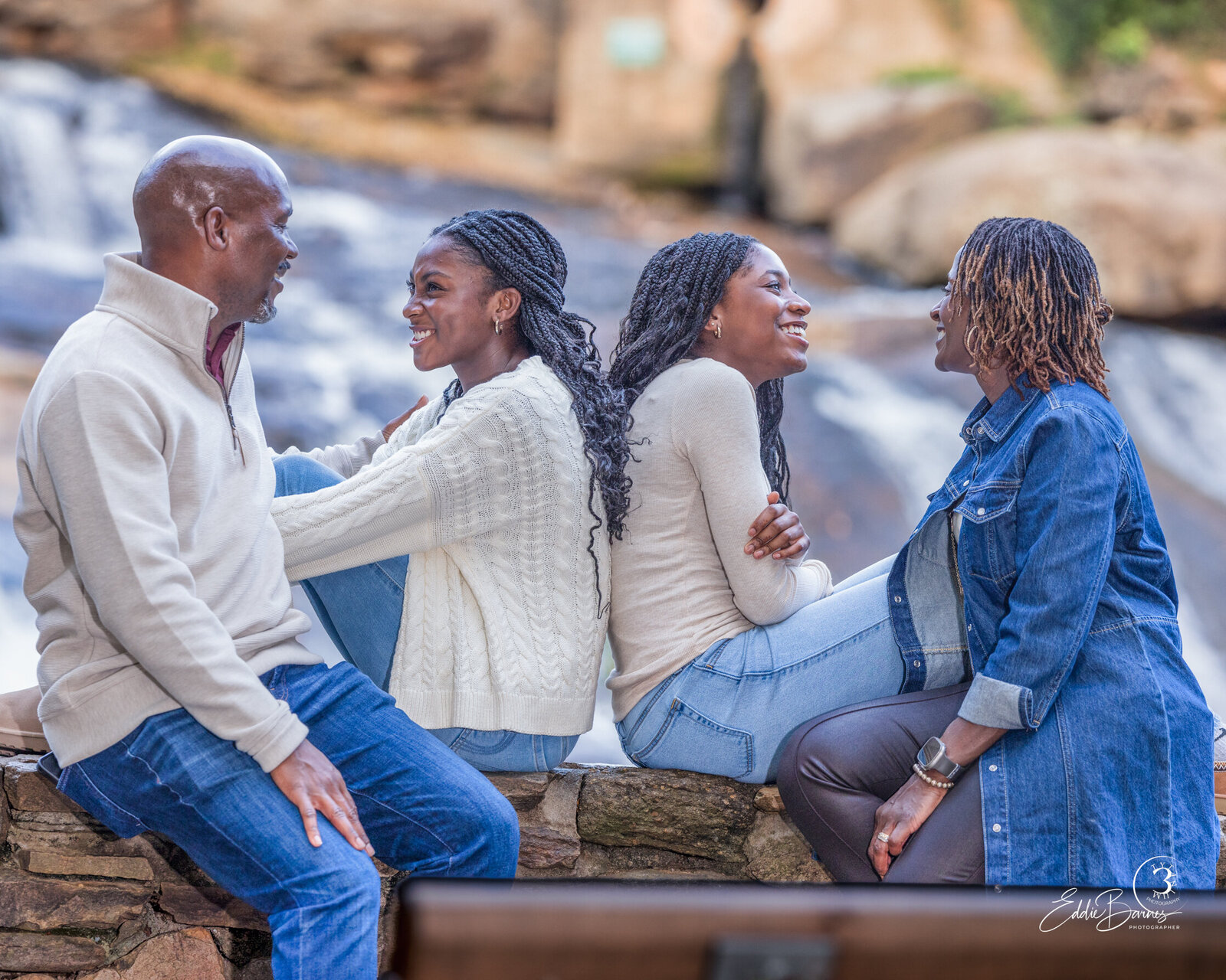 Family near rocks