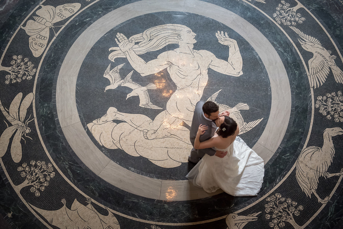 bride and groom dance at nebraska state capitol in lincoln