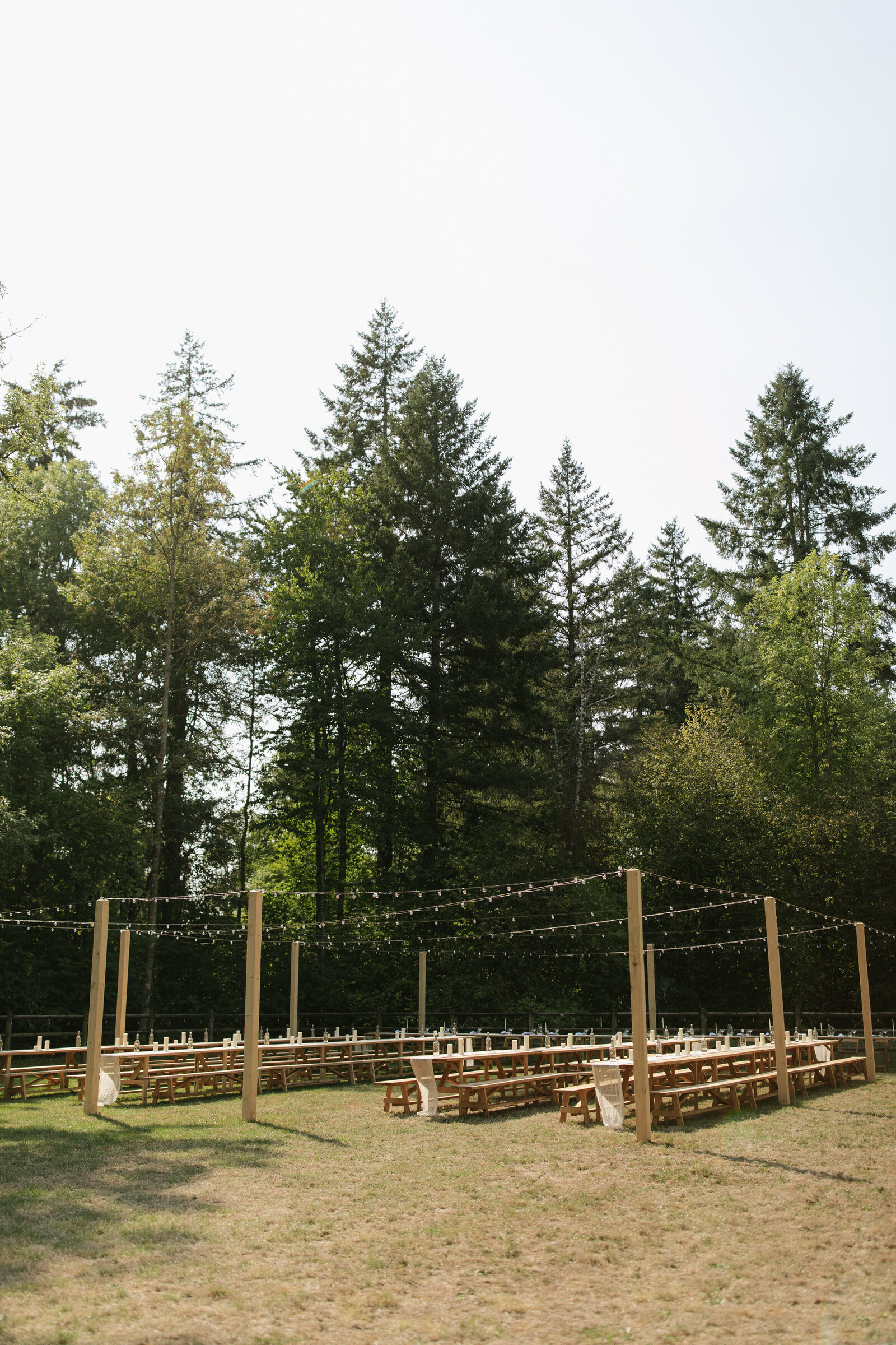 Woodsy outdoor wedding reception by Washington elopement photographers