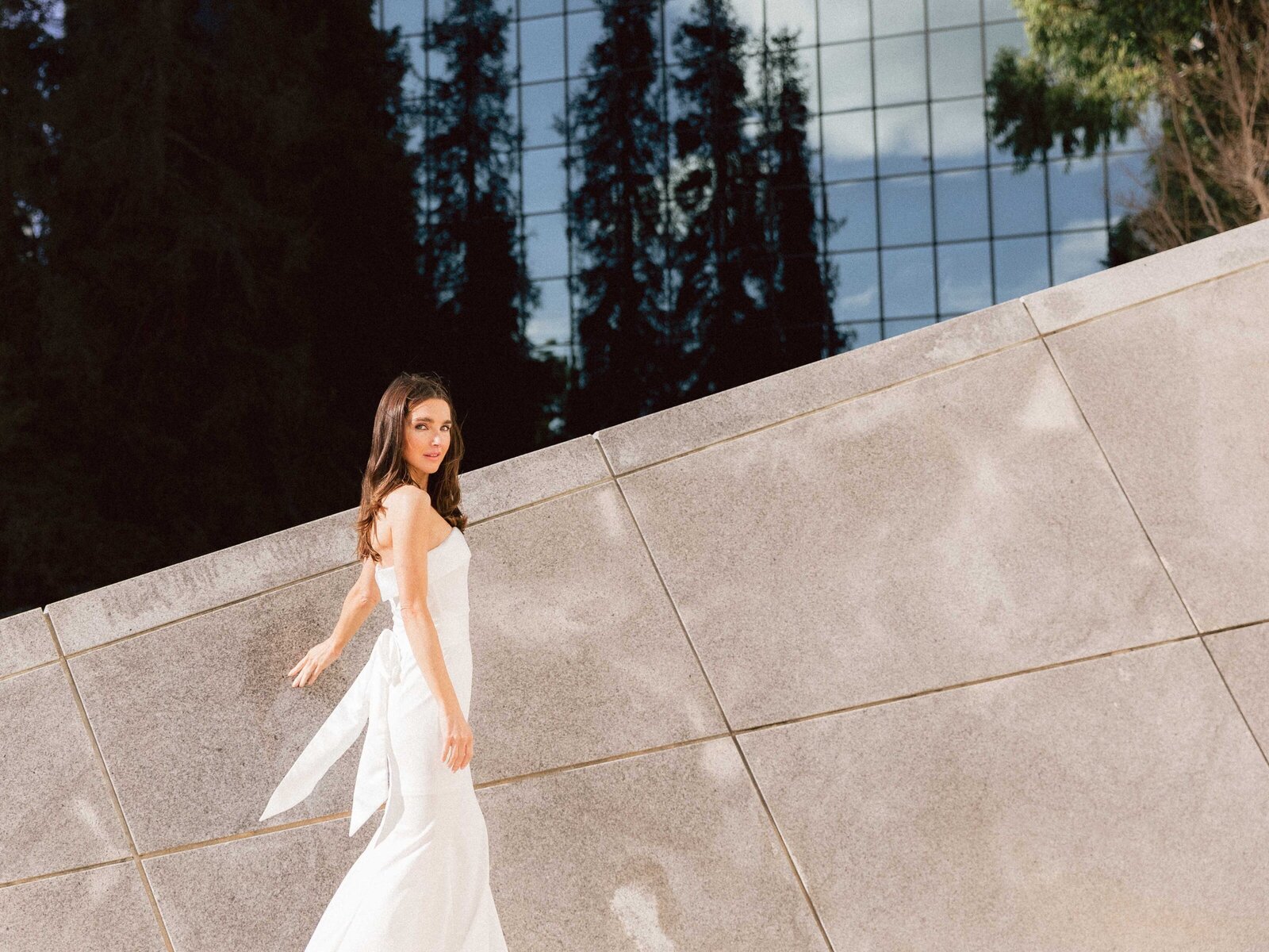 Bride Walking in Garden