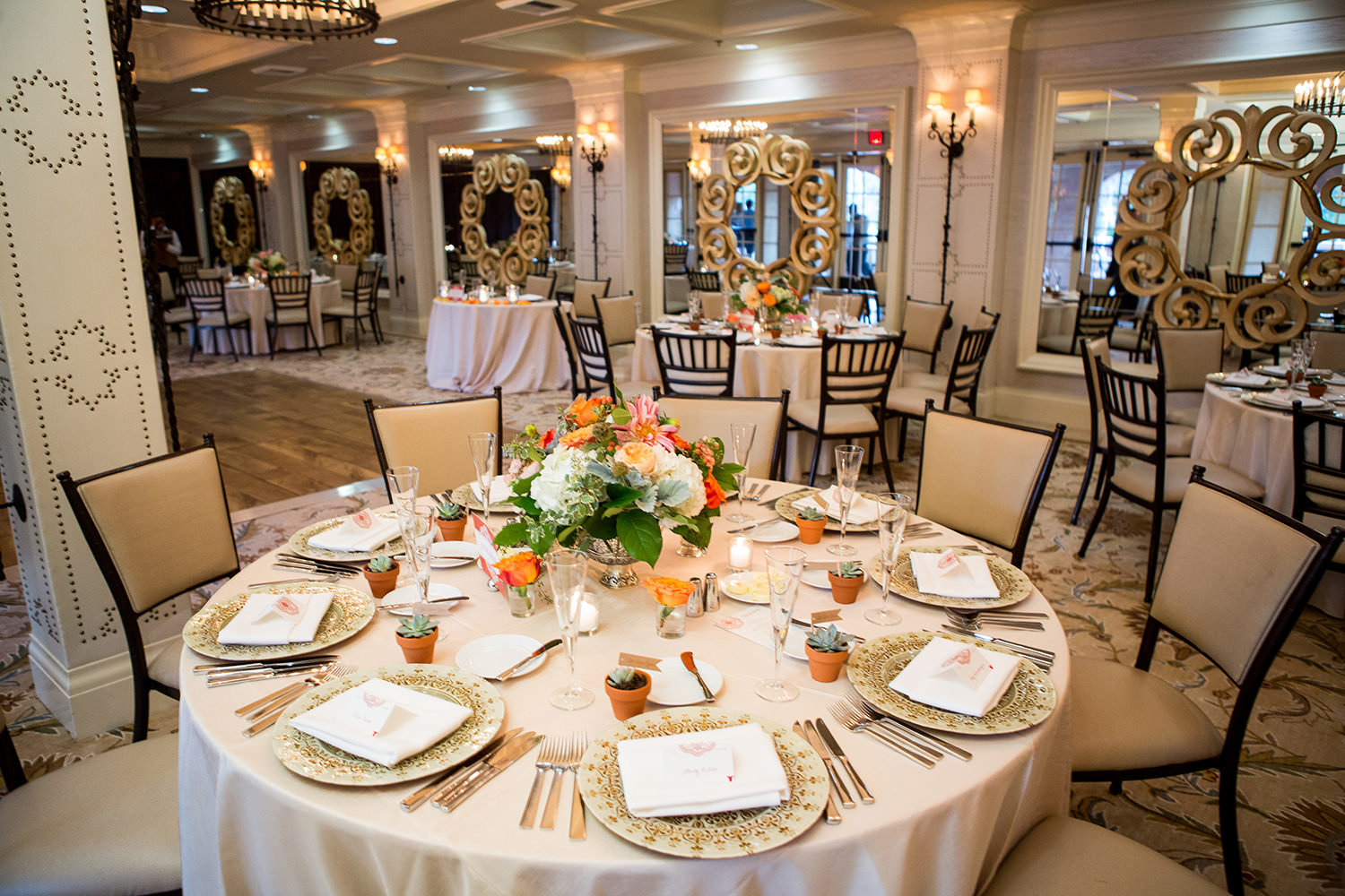 Elaborate table setting at Rancho Valencia