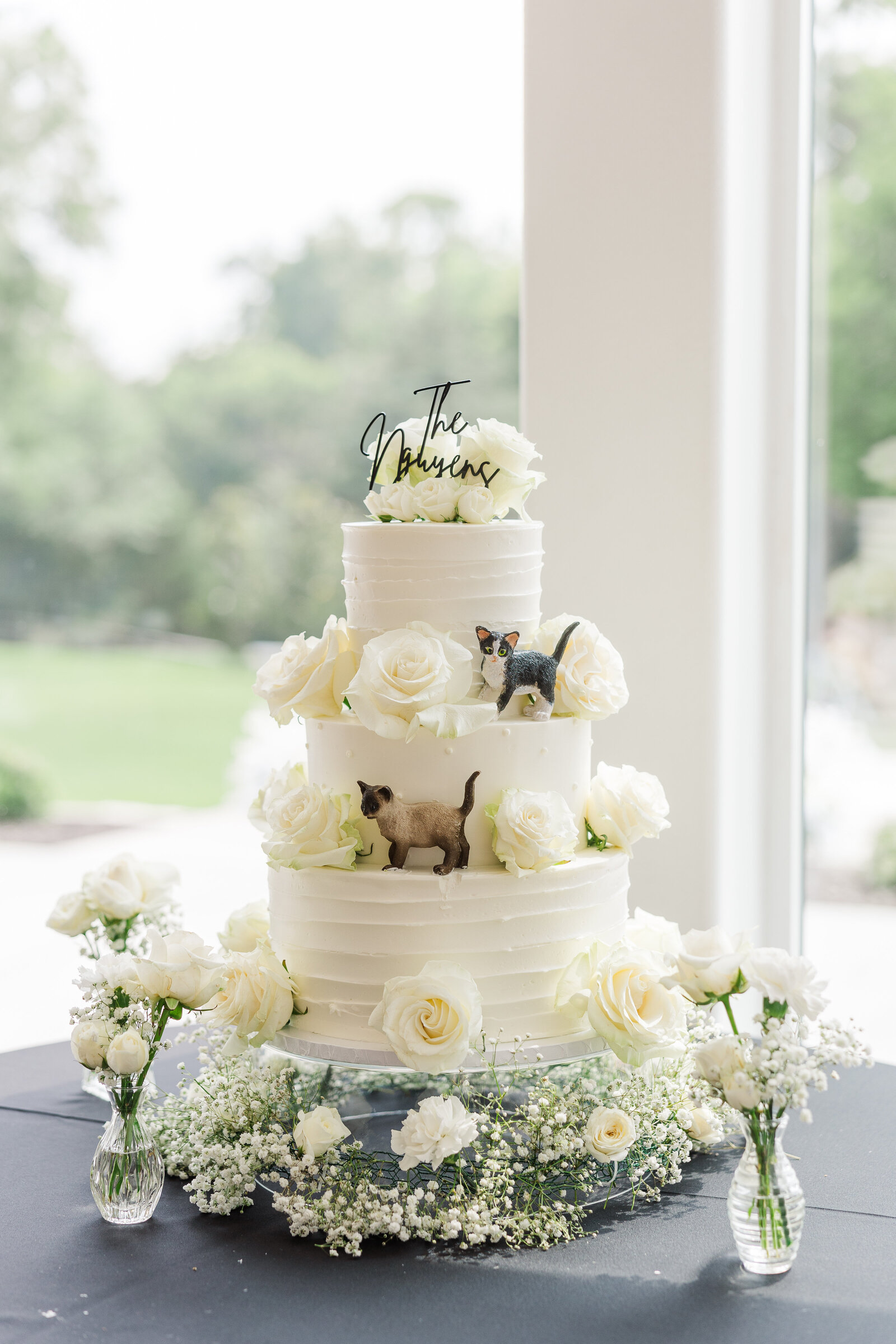 Cat themed wedding cake 