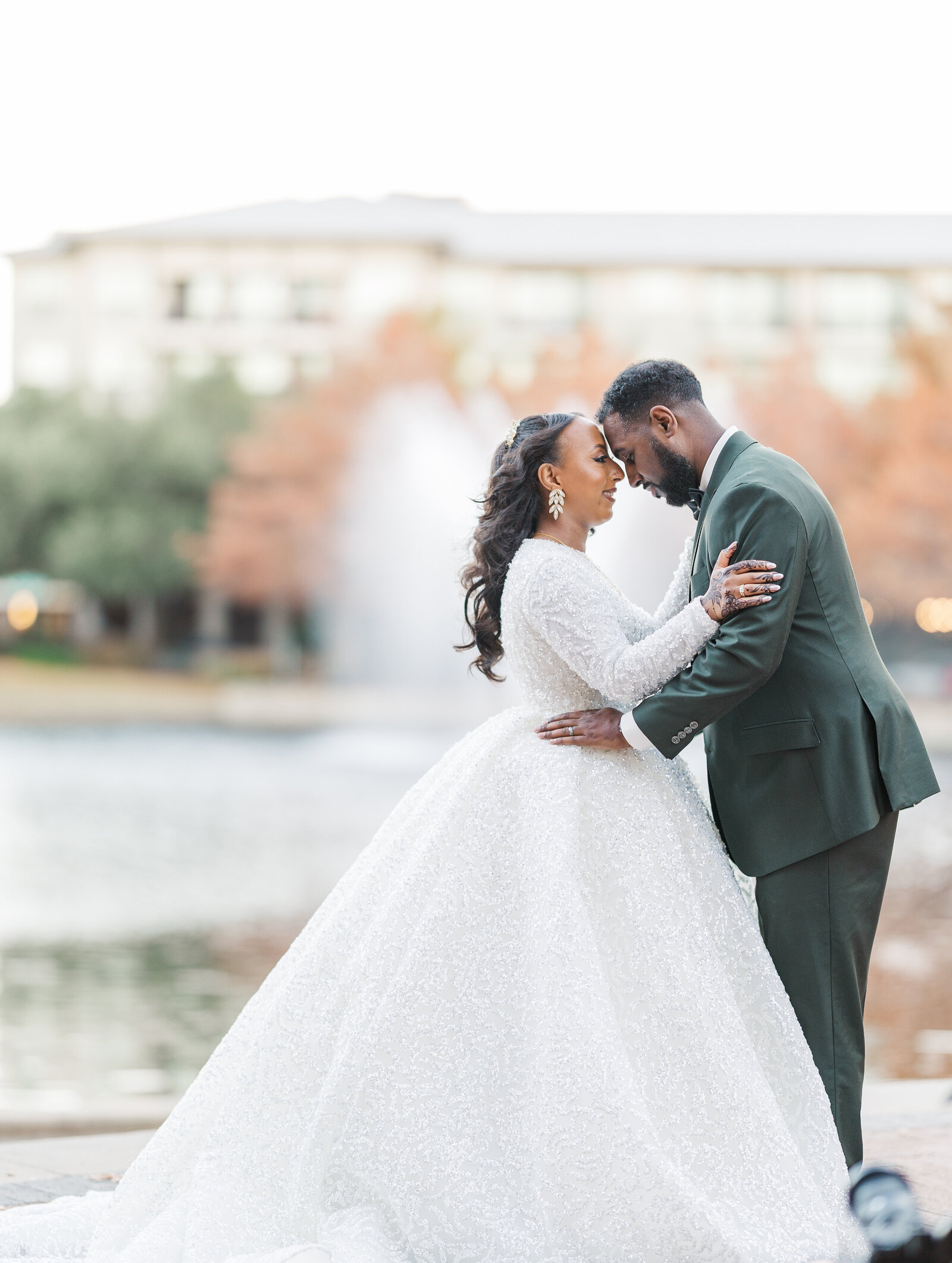Solo bride and groom photoshoot outdoors before wedding