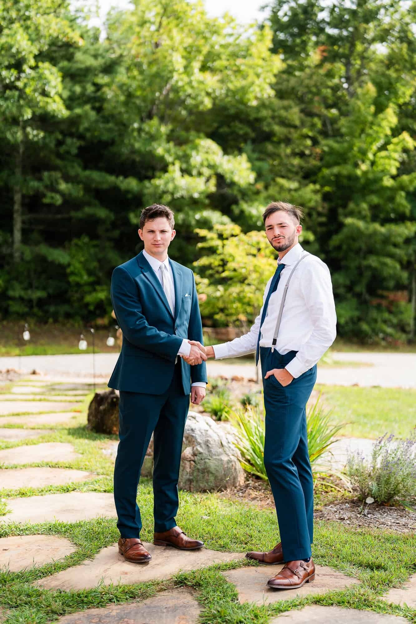 groom and best man at Georgia wedding in Clarksville