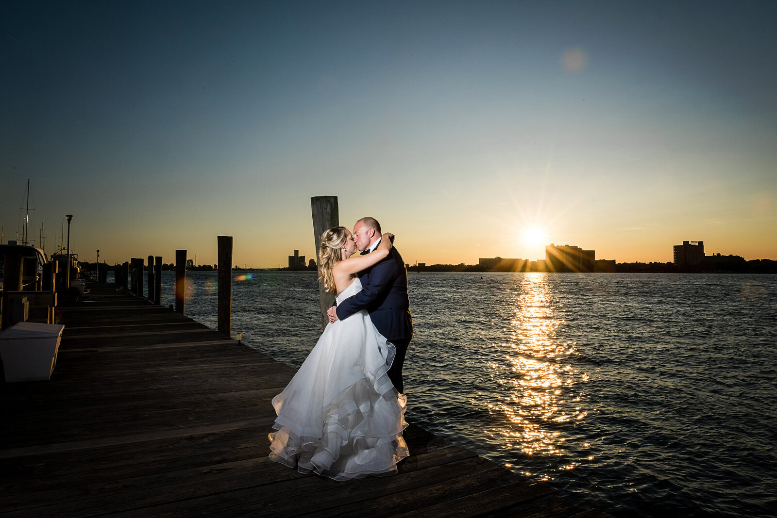 Belle Isle sunset wedding picture