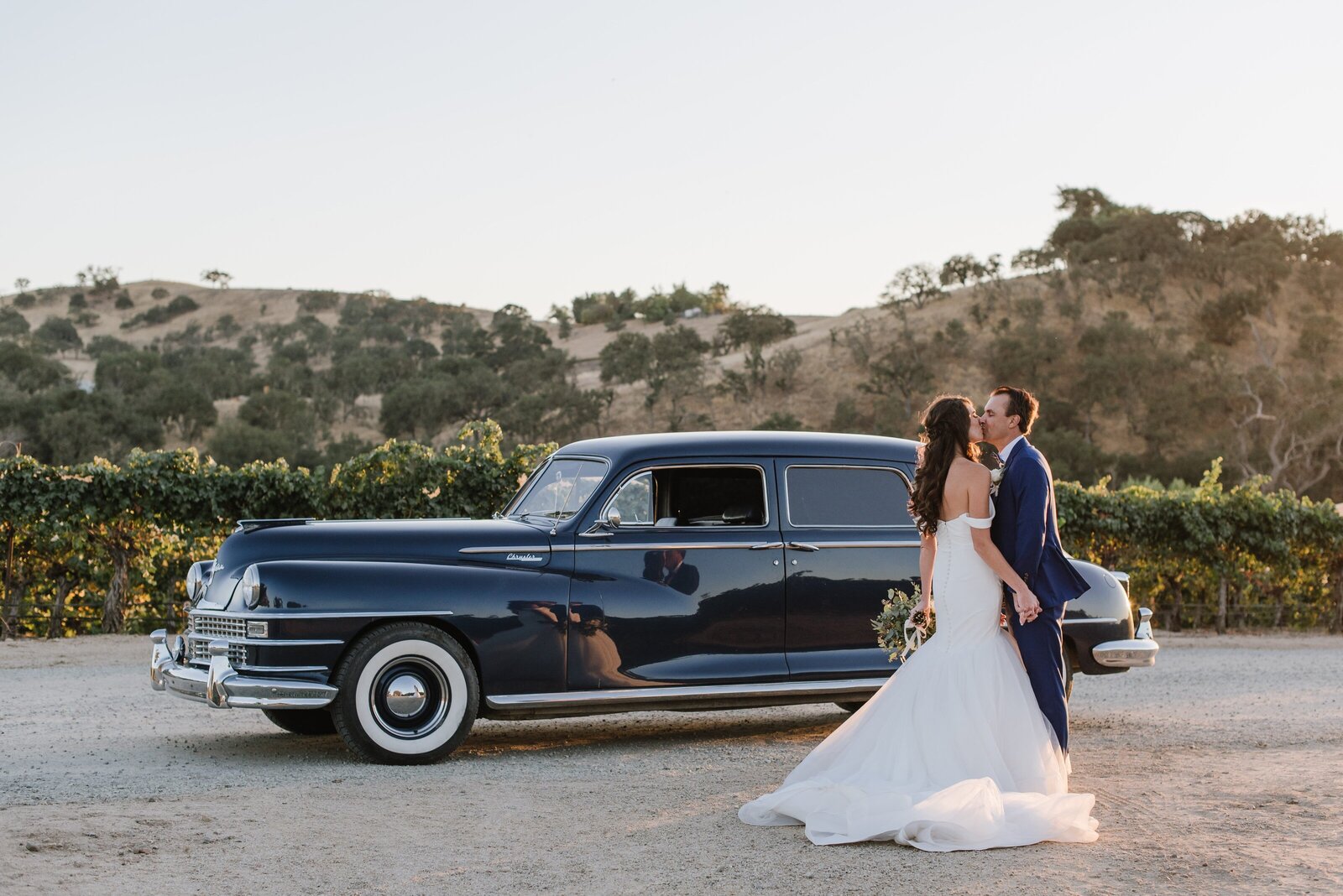 Cass Winery Paso Robles Wedding Photo with Classic Car