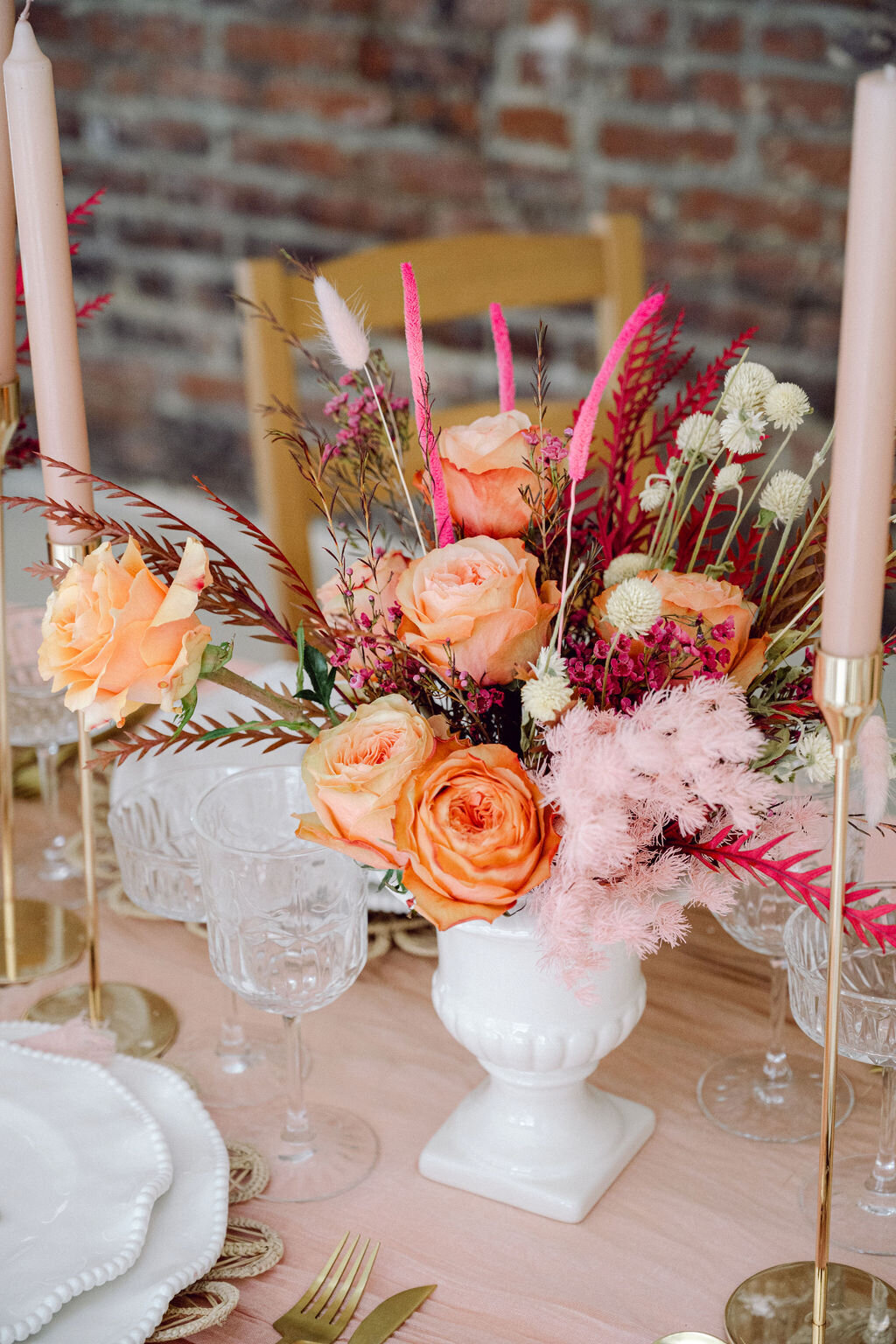pink-peach-flower-centerpiece