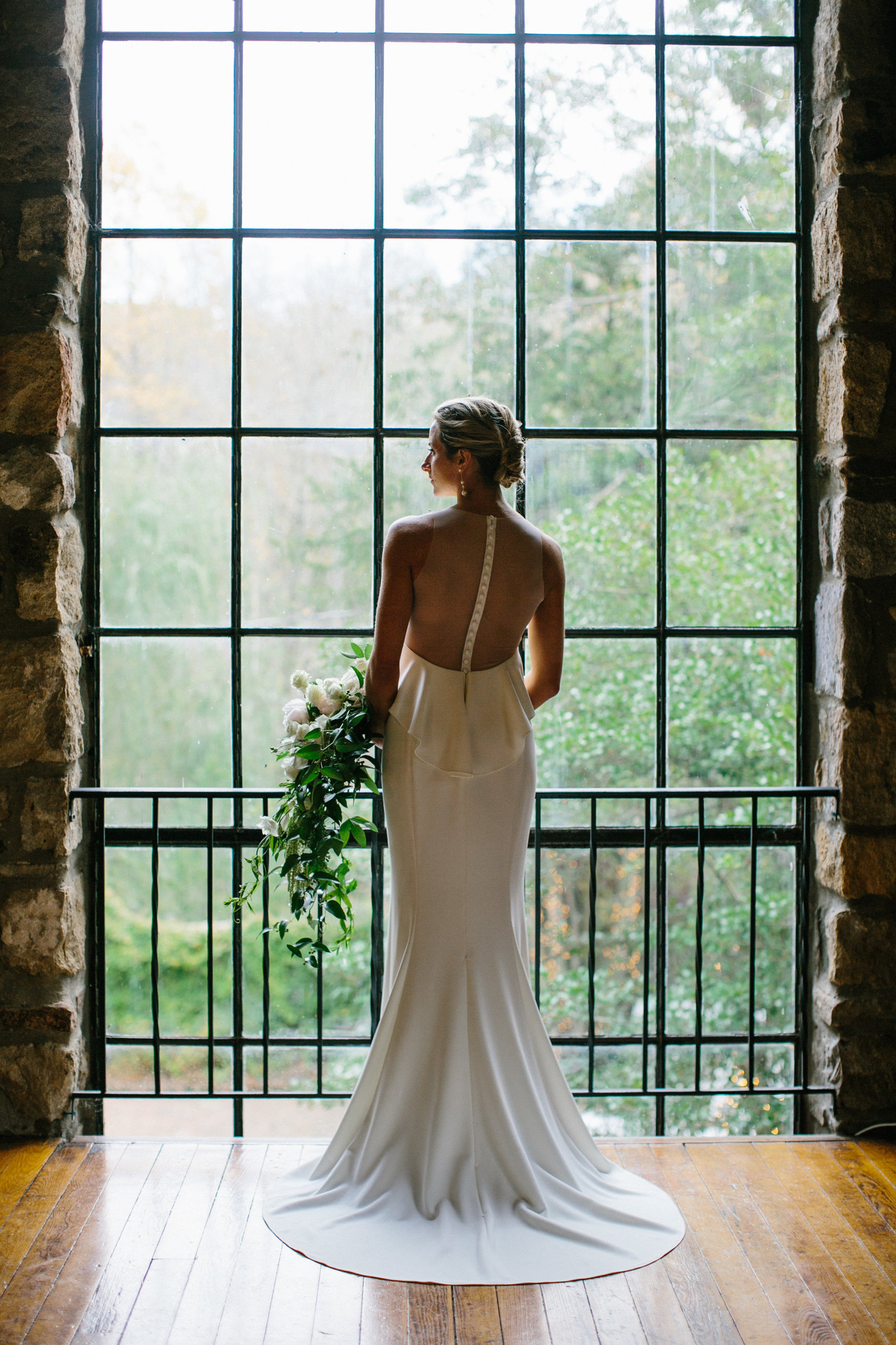 Beautiful bride in her gown at Grace Winery wedding venue.