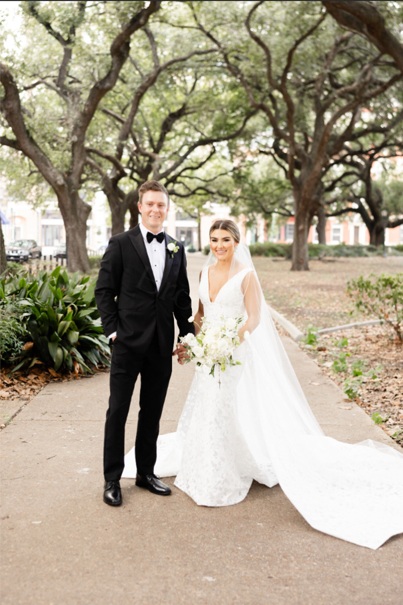 bride and groom standing at il Mercato in New Orleans