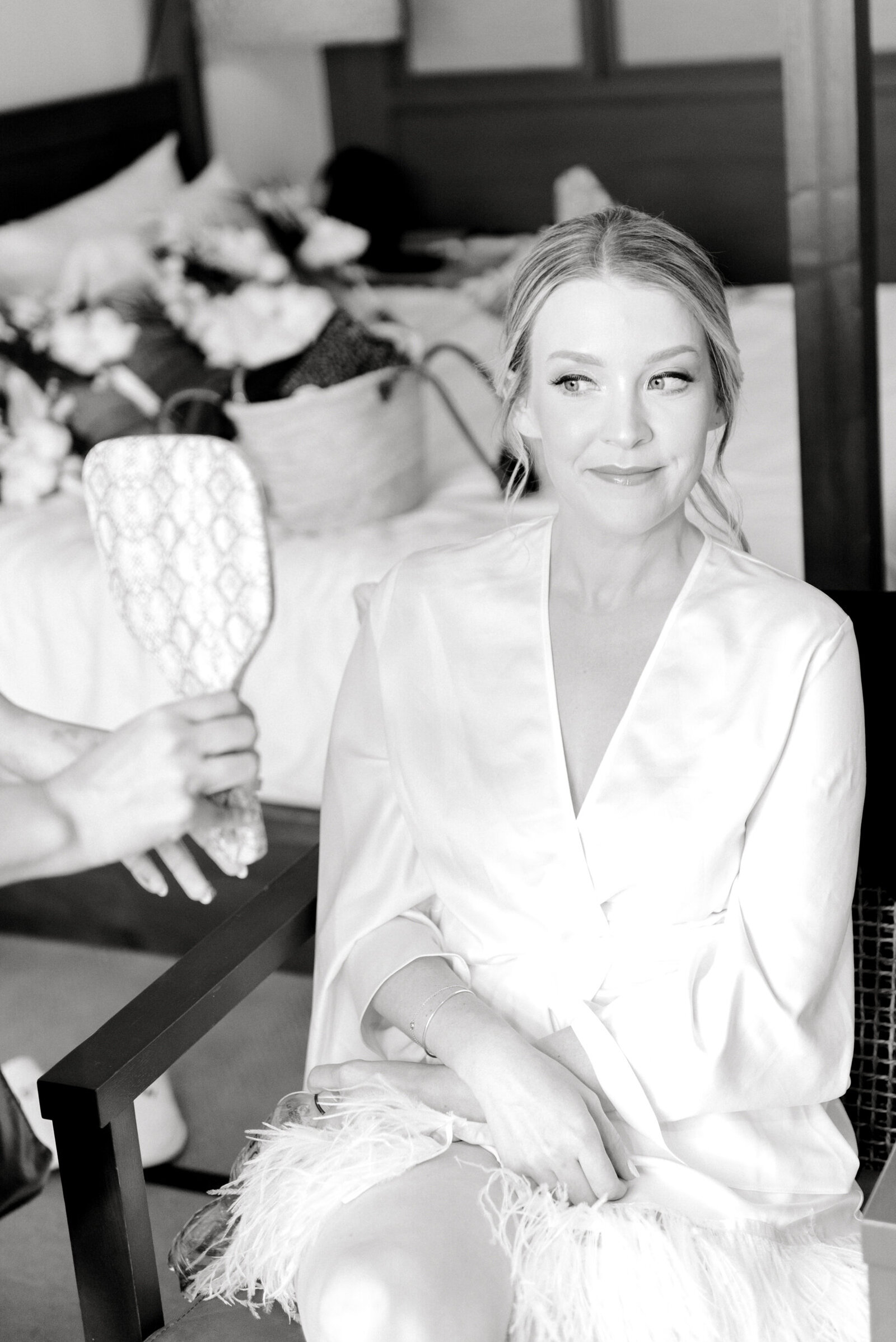 outdoor beach wedding bride getting ready