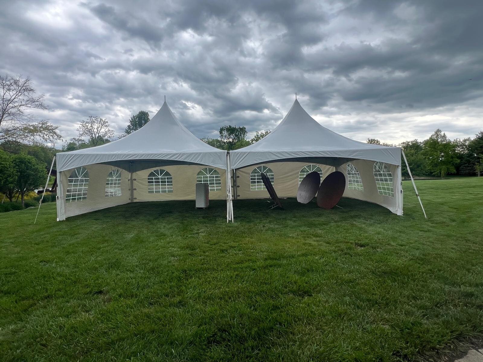 Two 20x20 party tents for graduation in Centerville Ohio