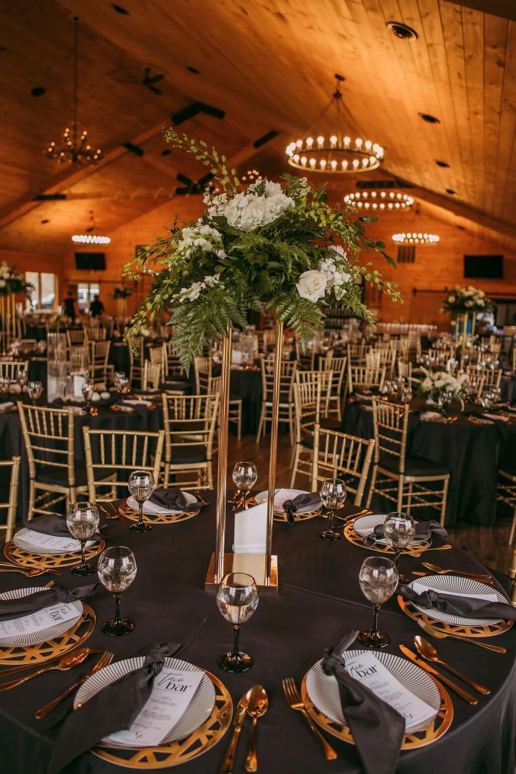 inside lodge black tablecloths