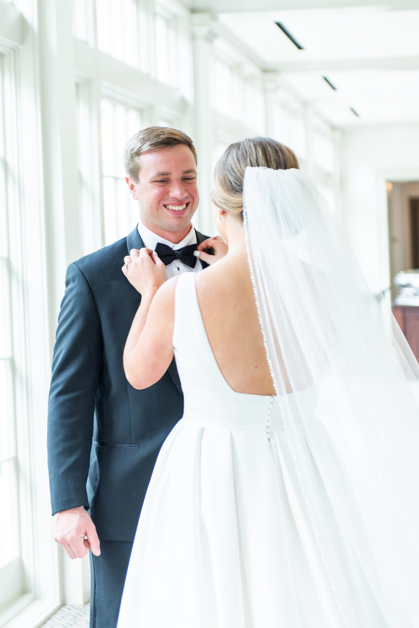first look between bride and groom
