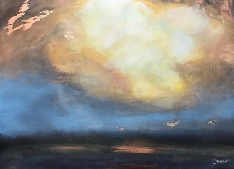 Oil painting by Jane Mishkind with a big cloud