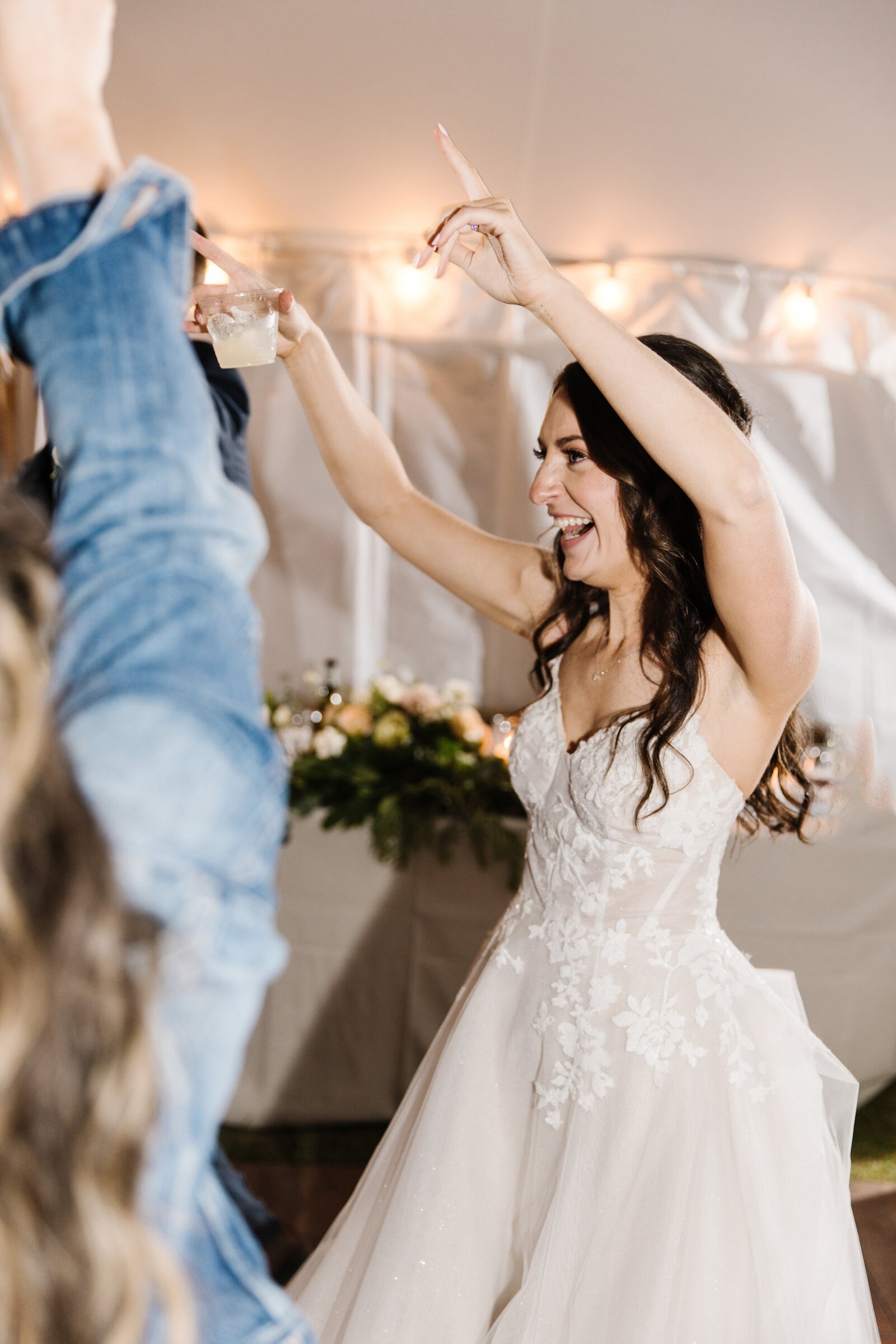bride and groom dancing