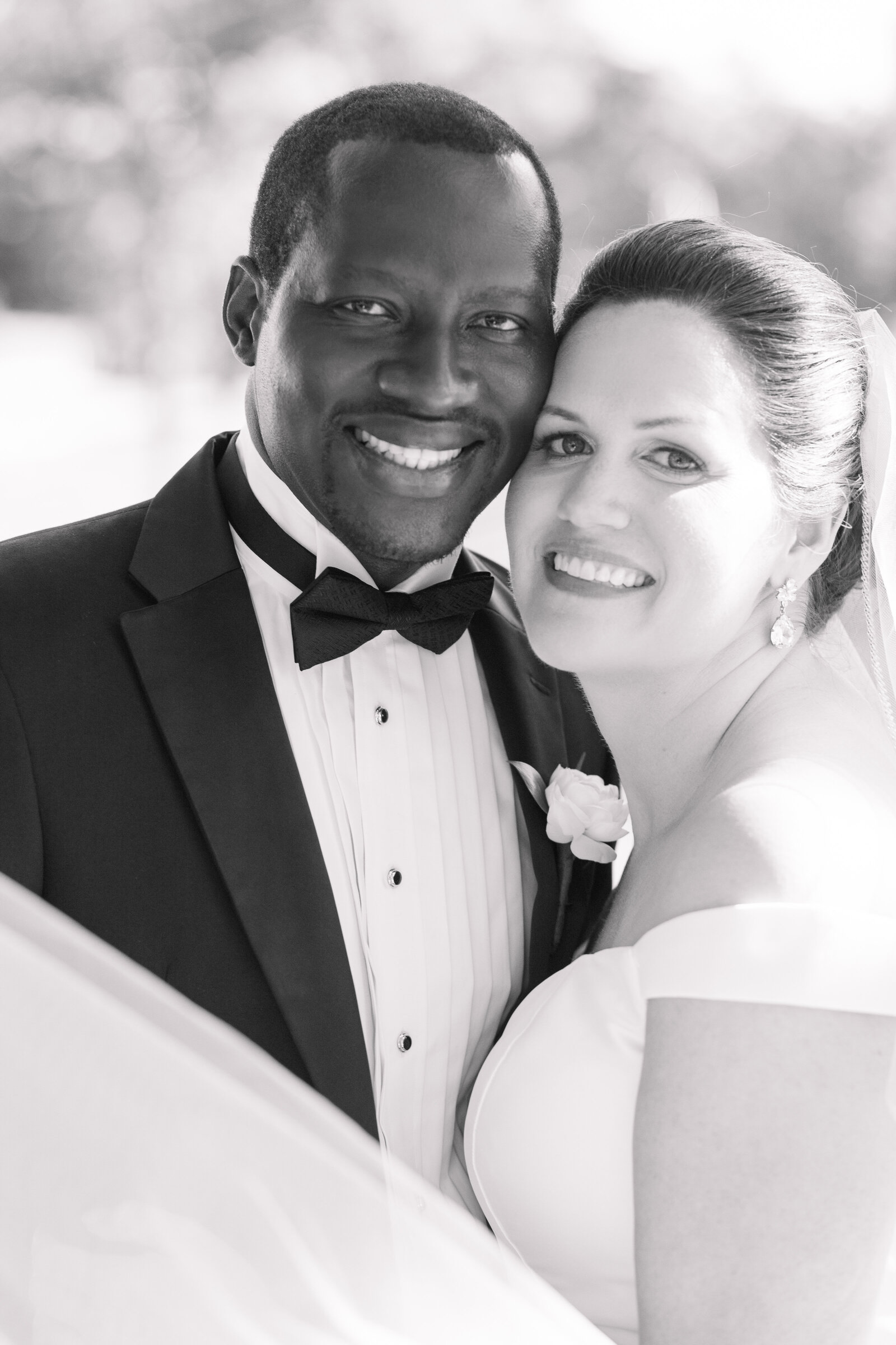 black and white couple portrait wedding day The Breakers Spring Lake