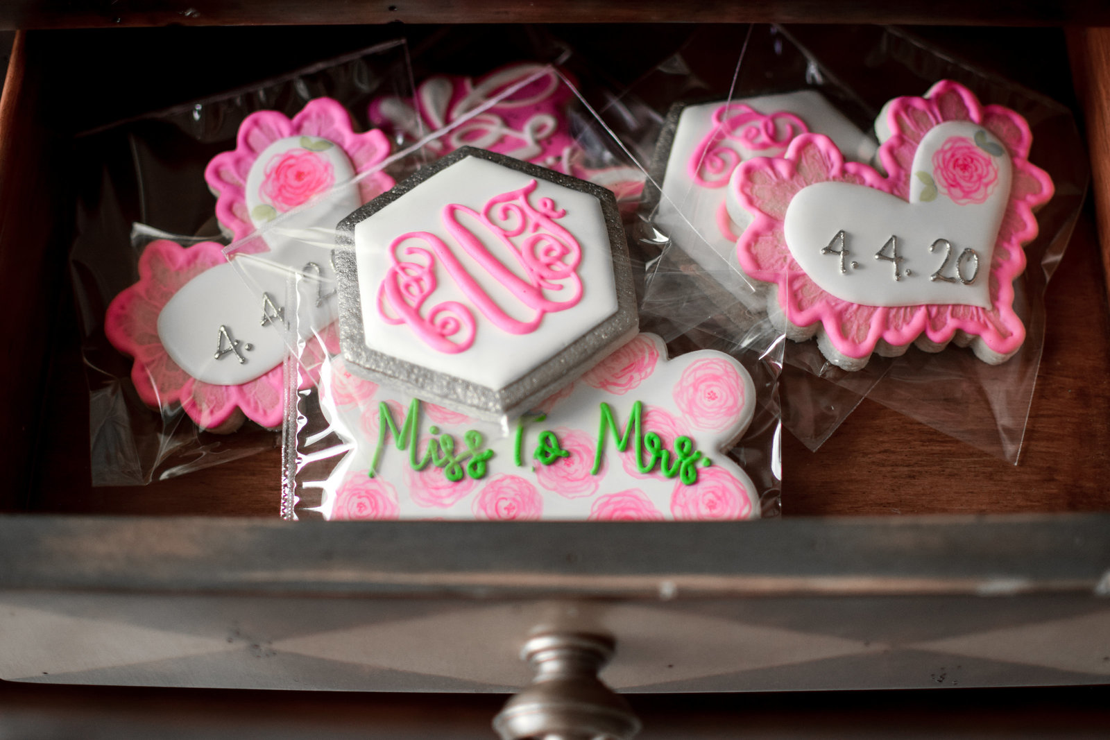 Bridal Shower Cookies Pink Monogram Jacksonville Florida