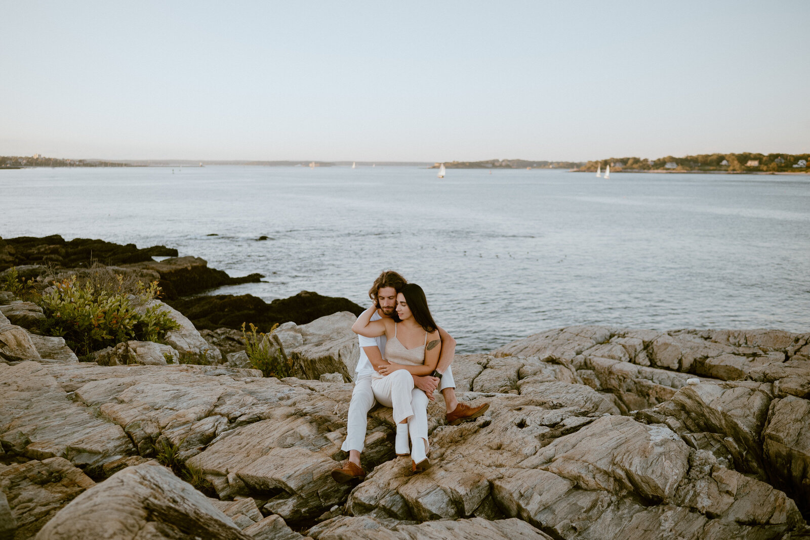 An engagement session with a couple on the coast of Maine near Portland.