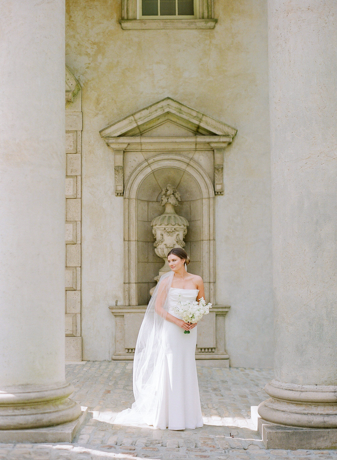 Bride Holding Bouquet at The Swan House in Atlanta Georgia