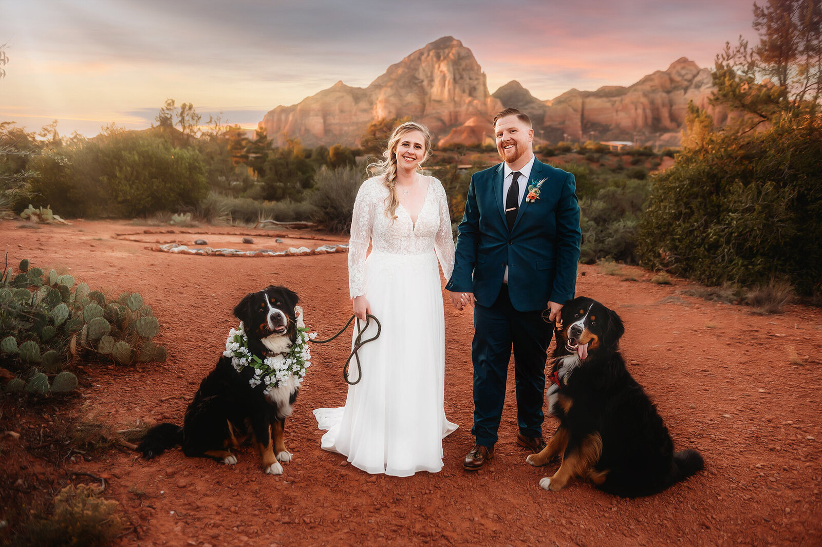 Newlyweds pose for Wedding Photos in Sedona, AZ.