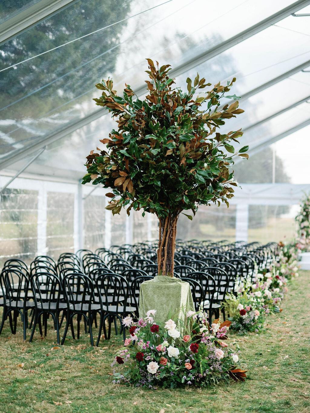 37_Kate Campbell Floral Whitehall Manor tented Winter wedding by Anna and Mateo photo Ceremony