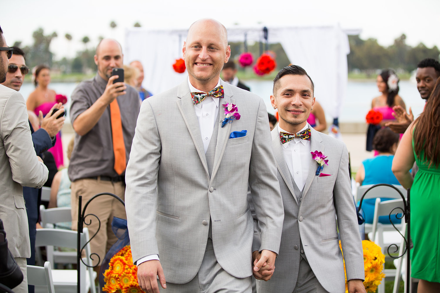 Newlyweds! Recessional after wedding ceremony at Coronado Community Center